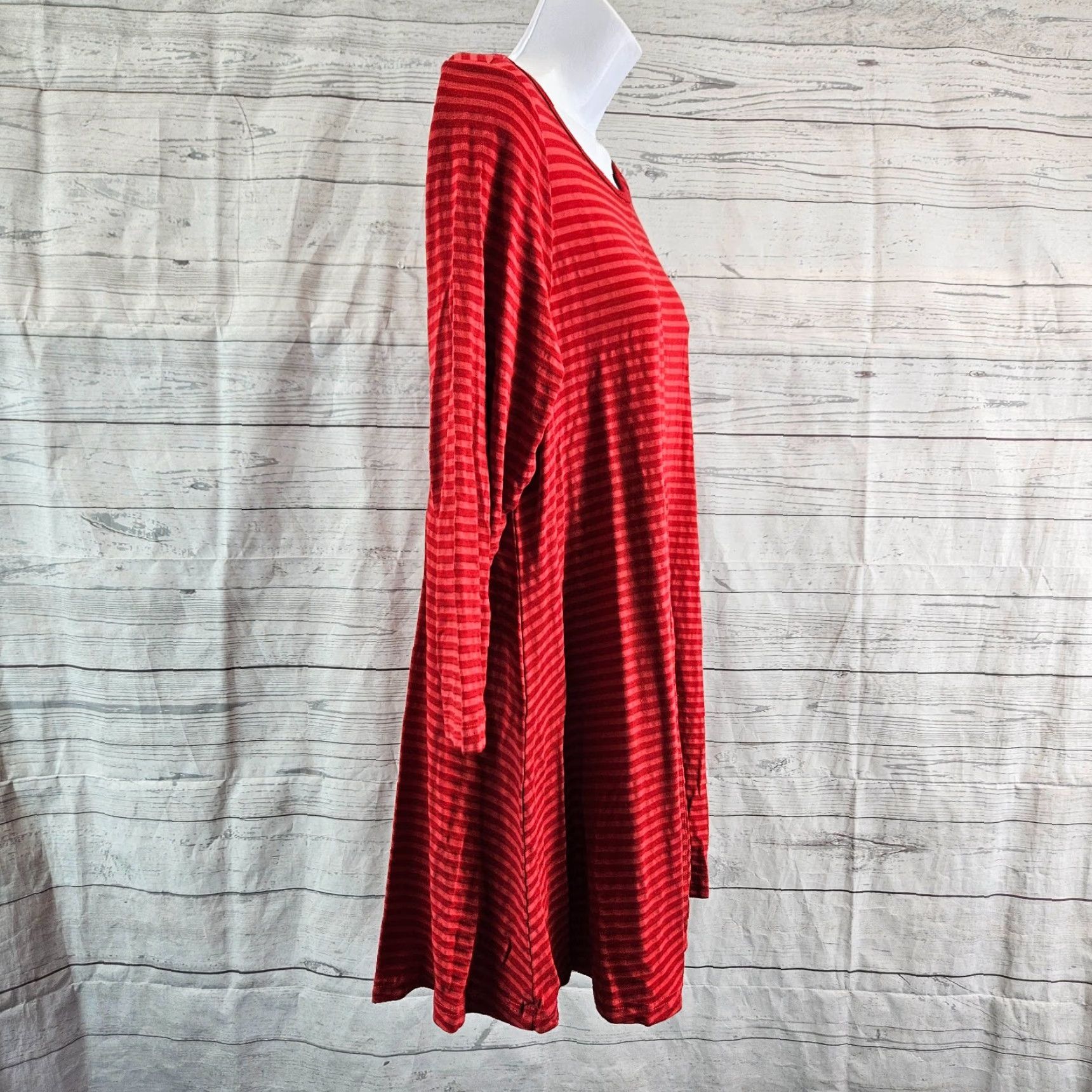 Vintage Heartstring Womens Swing Tunic Sz Medium Red Stripe 3/4 Sleeve Cotton Blend Blouse Size ONE SIZE - 3 Thumbnail