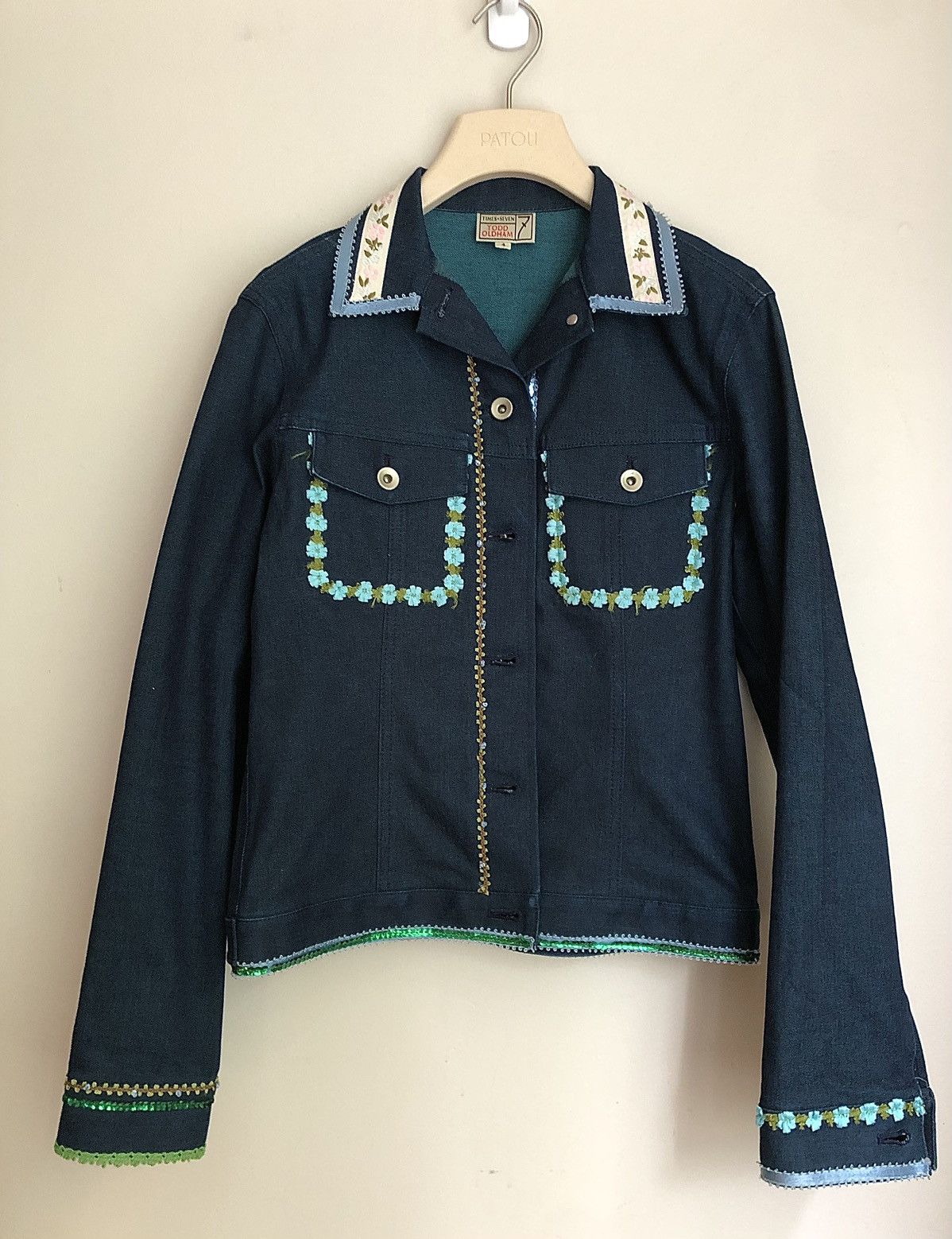 Todd Oldham Todd Oldham Vintage Sequin, Lace, Floral Trim Denim Jacket Size M / US 6-8 / IT 42-44 - 1 Thumbnail