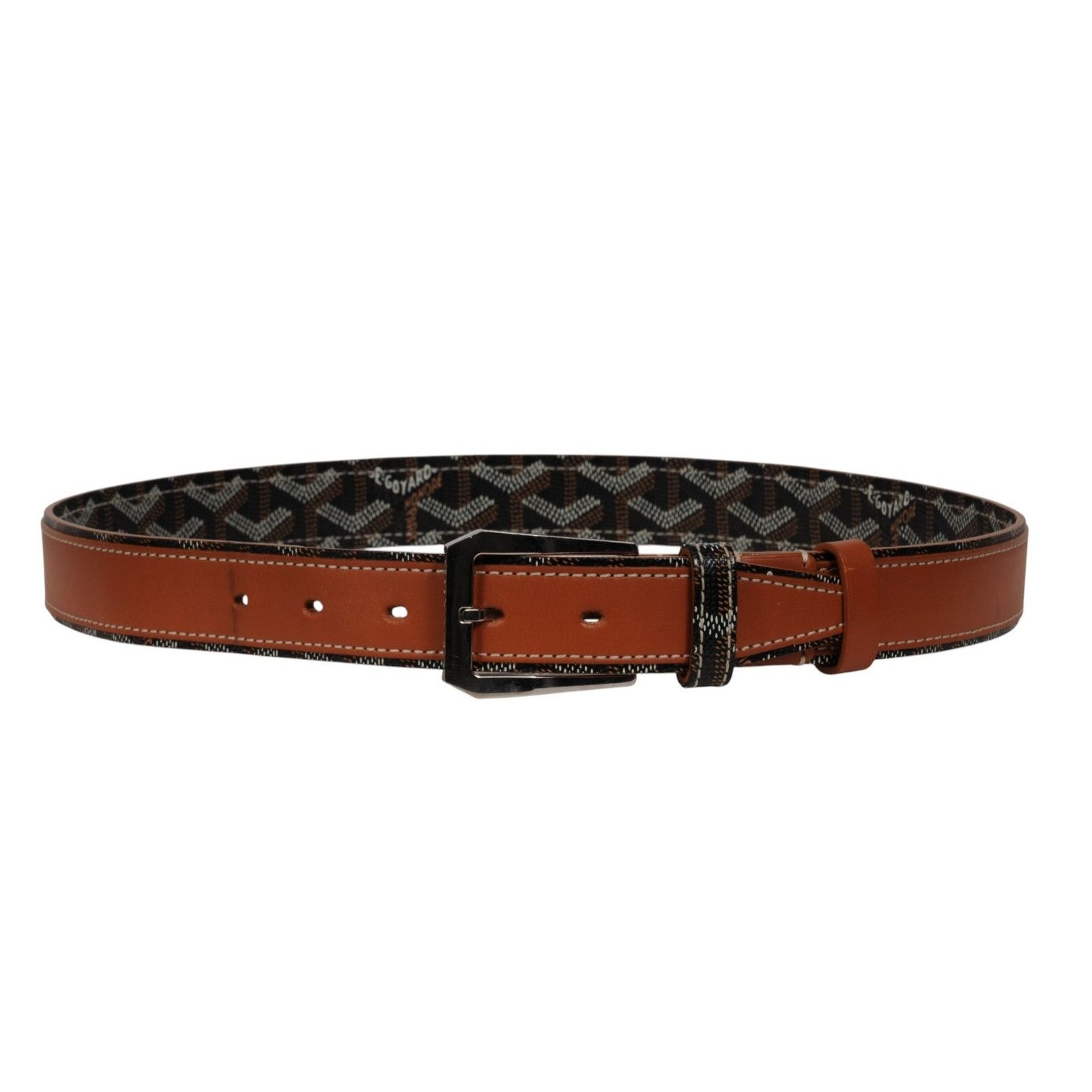 Goyard Fregate Belt 95 33 34 Black Brown Leather Goyardine - 02611 Size 34 - 20 Thumbnail
