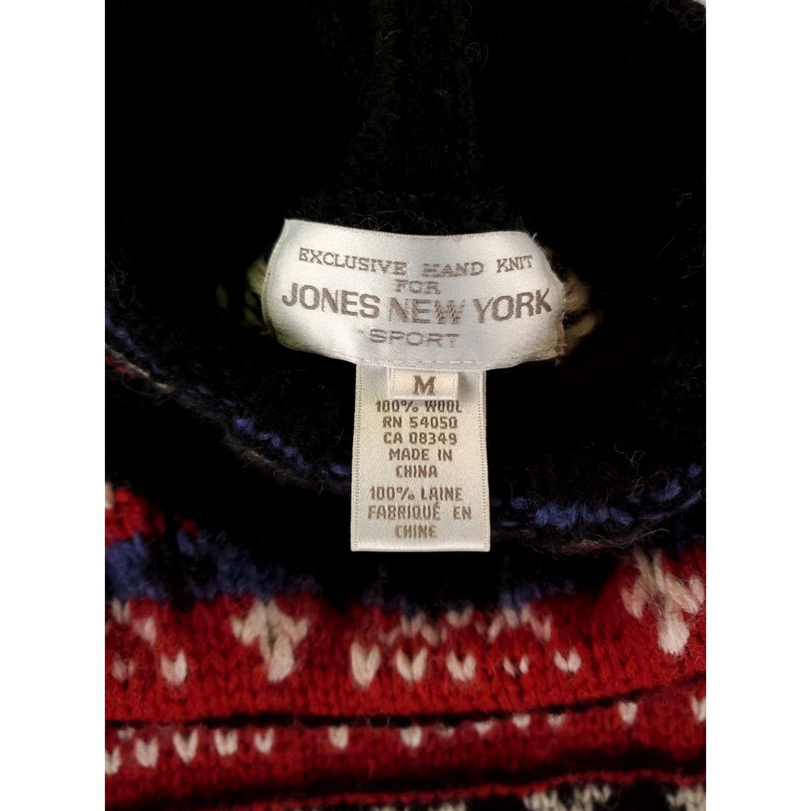 Jones New York Jones New York Sweater Wool Turtleneck Hand Knit Chunky Red Black Womens M Multicolor Pullover Womens M Size M / US 6-8 / IT 42-44 - 3 Thumbnail