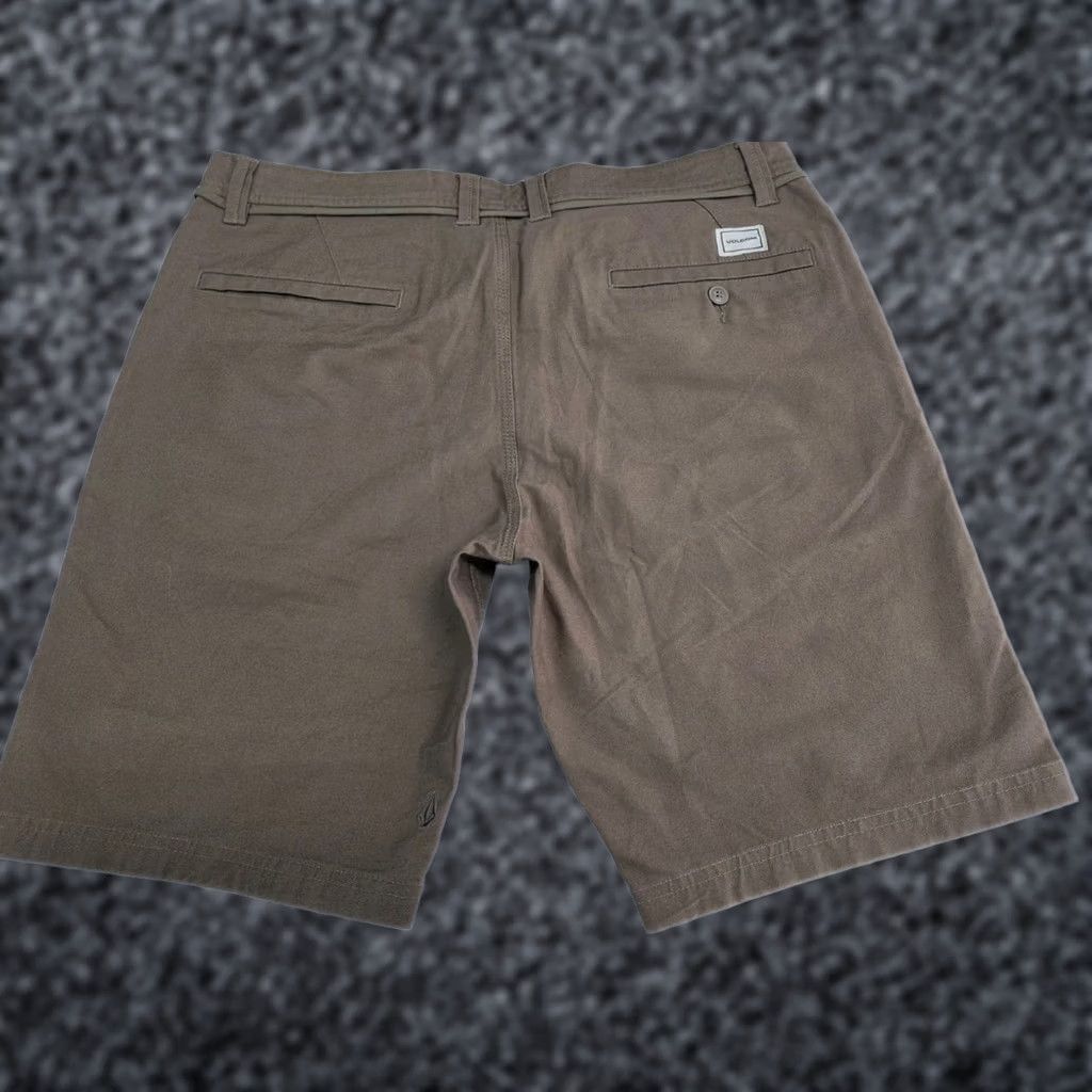 Volcom Volcom Shorts Mens 34 Brown Stone Made Chino Drawstring Logo Pckts Size US 34 / EU 50 - 1 Thumbnail