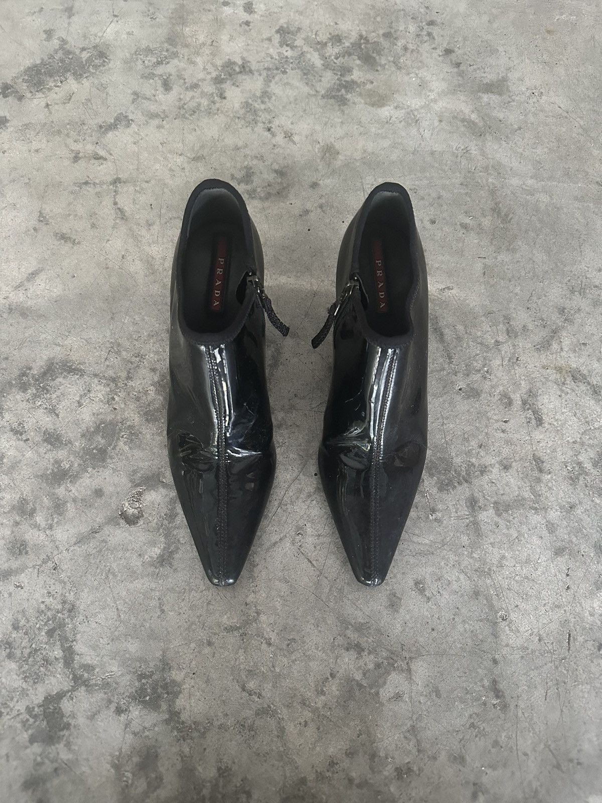 Prada Prada Black Patent Leather Ankle Boots Size US 5 / IT 35 - 1 Thumbnail