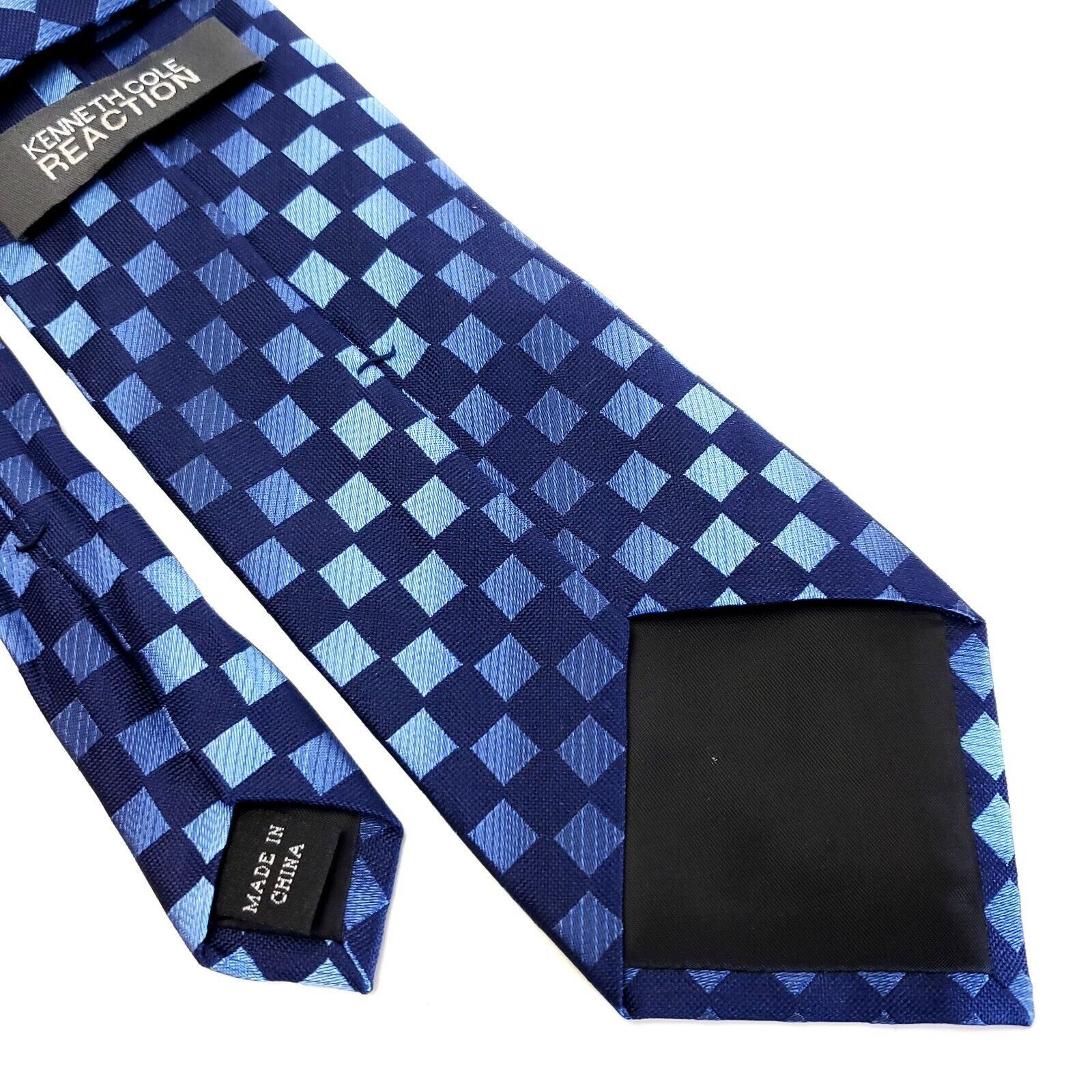 Kenneth Cole Kenneth Cole Reaction Blue Check Woven Silk Tie Size ONE SIZE - 5 Thumbnail