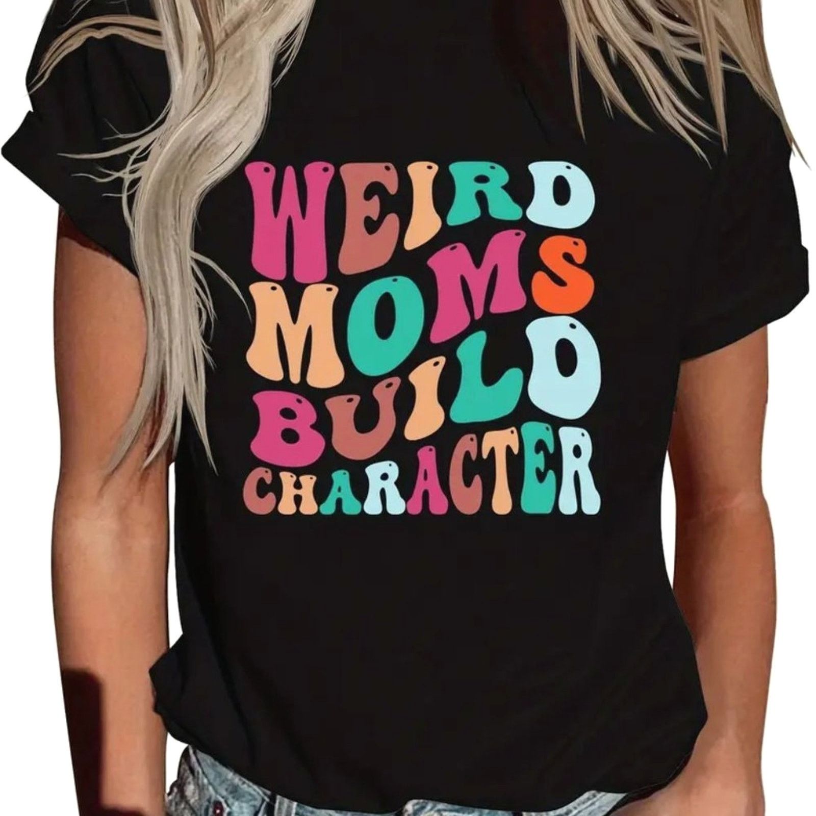Other Weird Moms Build Character T-Shirt Black 10 Size L / US 10 / IT 46 - 3 Thumbnail