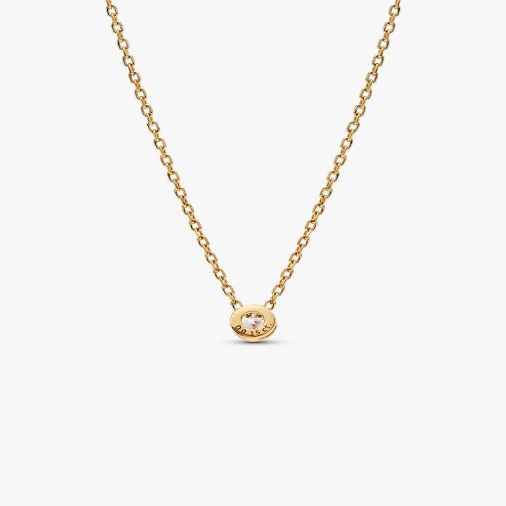 pandora Pandora 14K Gold Lab Diamond Necklace 0.15ct Bezel Pendant Size ONE SIZE - 3 Thumbnail
