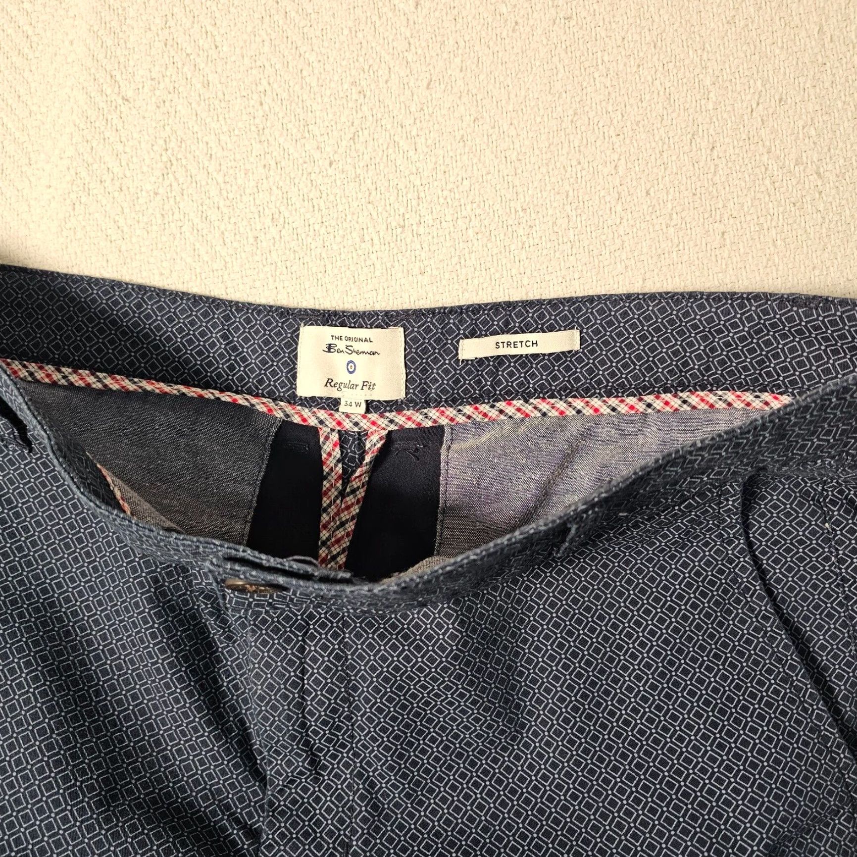Ben Sherman BEN SHERMAN Stretch Fit Chino Shorts Geometric Blue 34 Mens Size US 34 / EU 50 - 2 Thumbnail