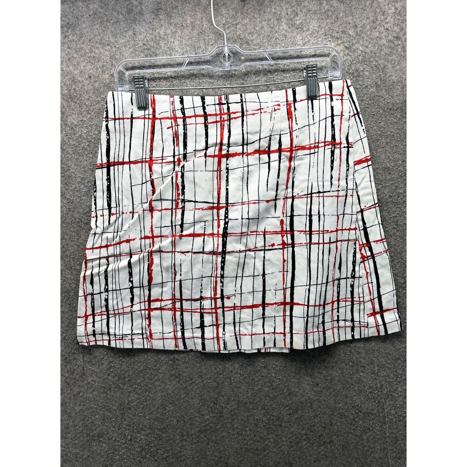 Trina Turk Trina Turk Skirt Womens 8 White Plaid Cotton Blend Twill Mini Pencil Pockets Slit Zip Front Size 30" / US 8 / IT 44 - 6 Thumbnail