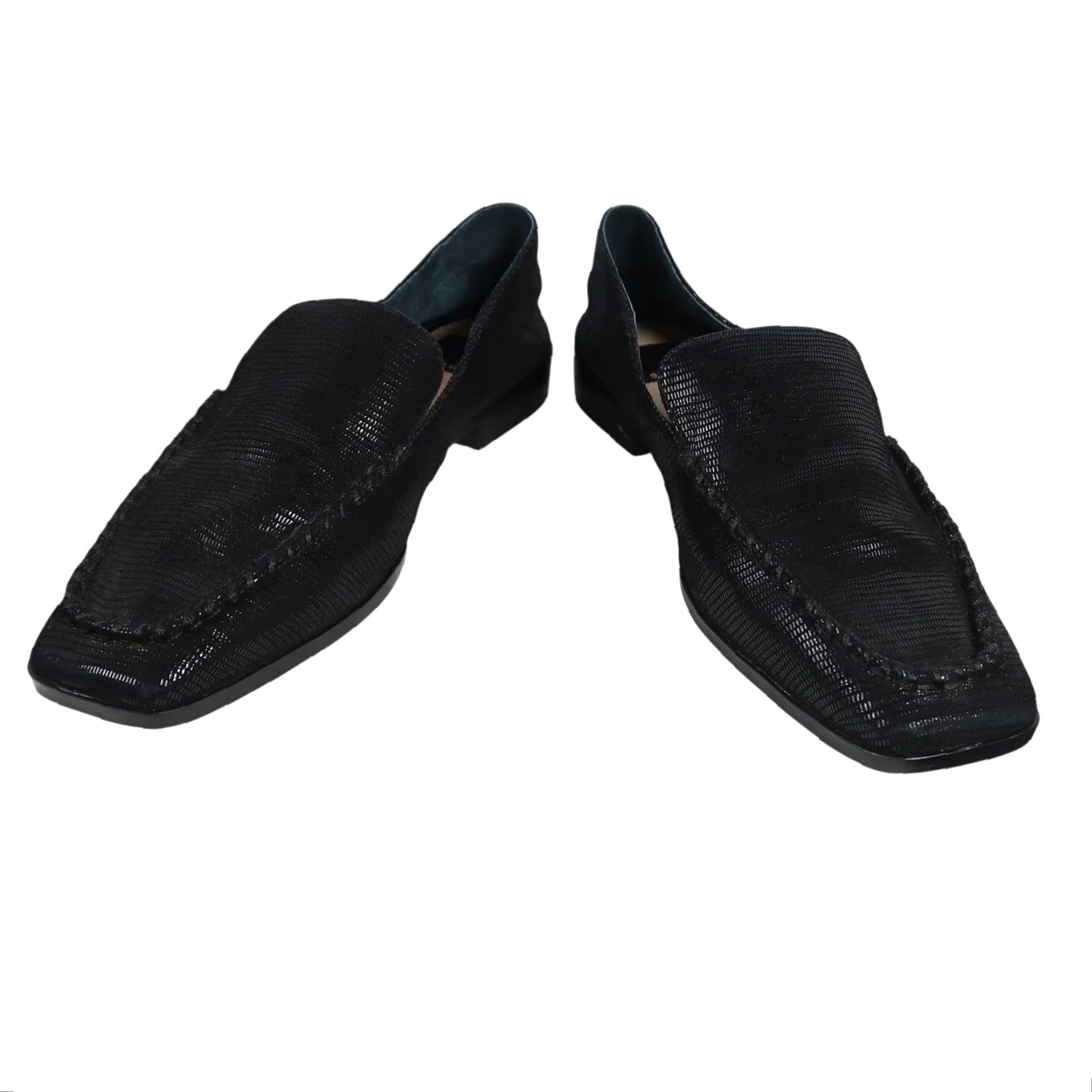 Dolce Vita VINTAGE Dolce Vita Beny Tailored Loafer Flats Black Leather Snake Onyx 8 Women Flat Square Toe Size US 8 / IT 38 - 4 Thumbnail