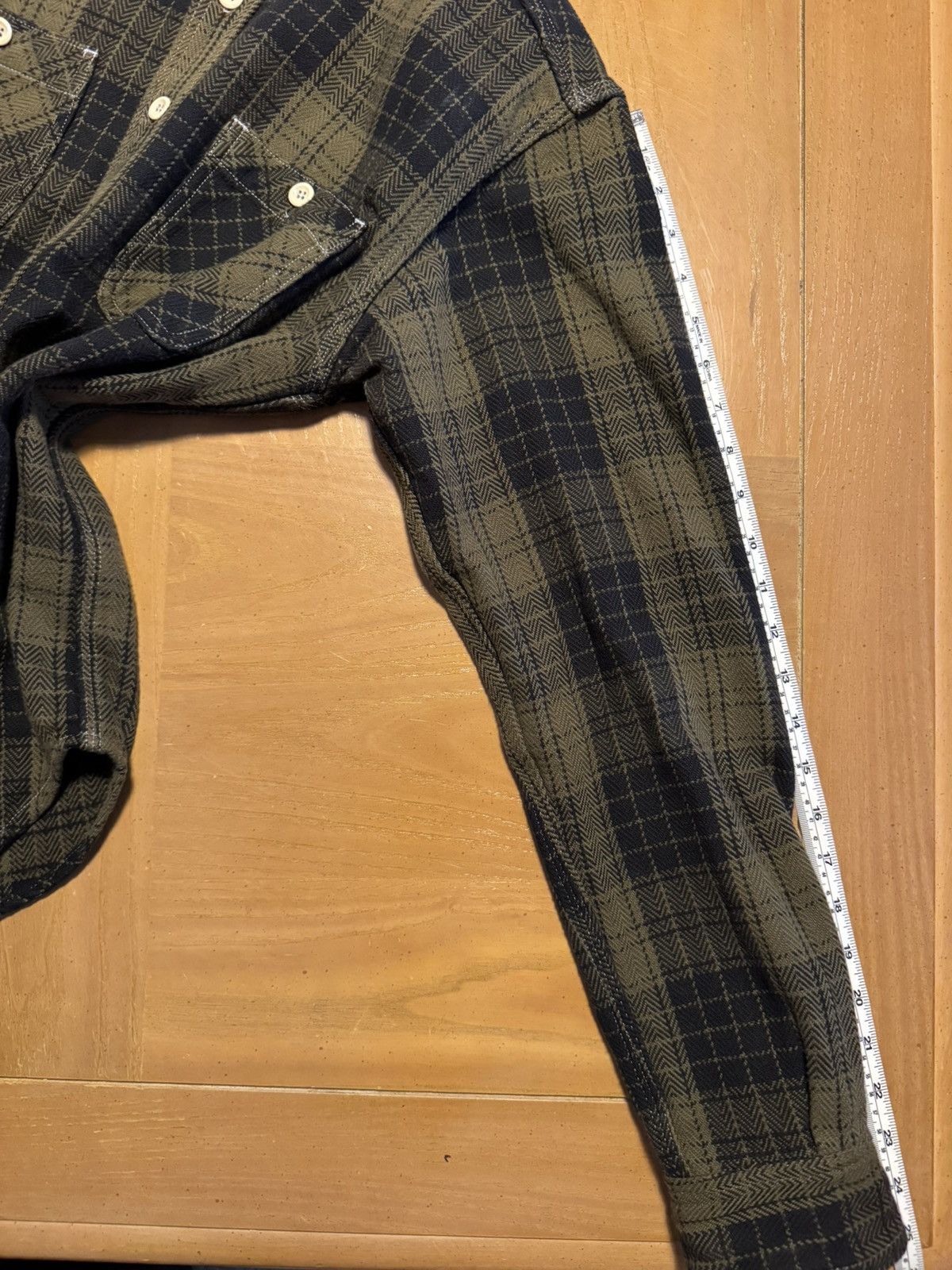 Momotaro Jeans Momotaro Herringbone Check Flannel Shirt (Olive)- 38 Size US S / EU 44-46 / 1 - 10 Thumbnail