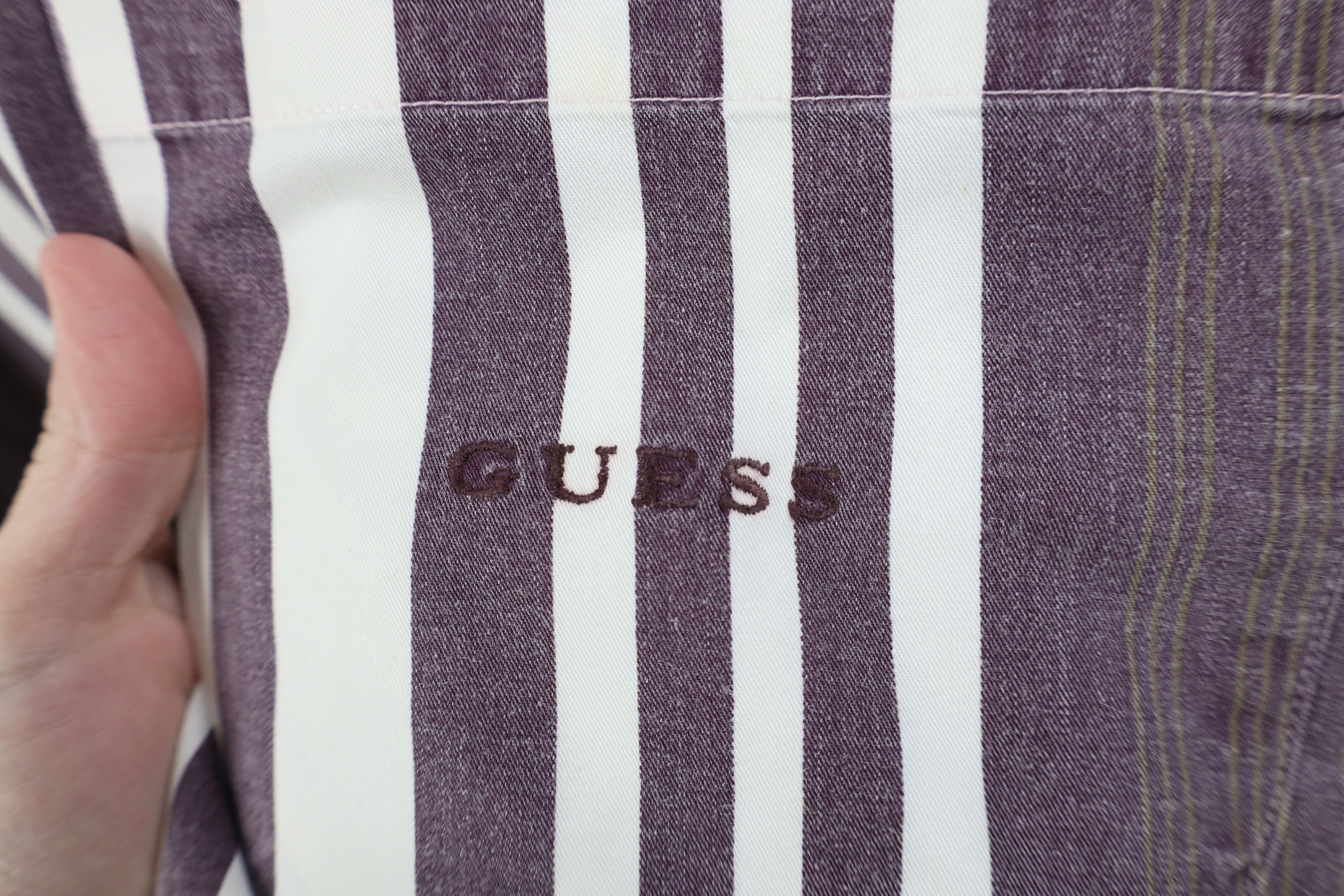 Guess Vintage 90s Guess Spell Striped Collared Button Down Shirt Size US L / EU 52-54 / 3 - 5 Thumbnail