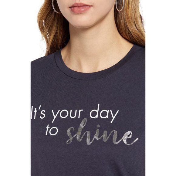 1901 1901 Navy Its Your Day To Shine Graphic Tee Metallic Letteri Size XS / US 0-2 / IT 36-38 - 4 Thumbnail