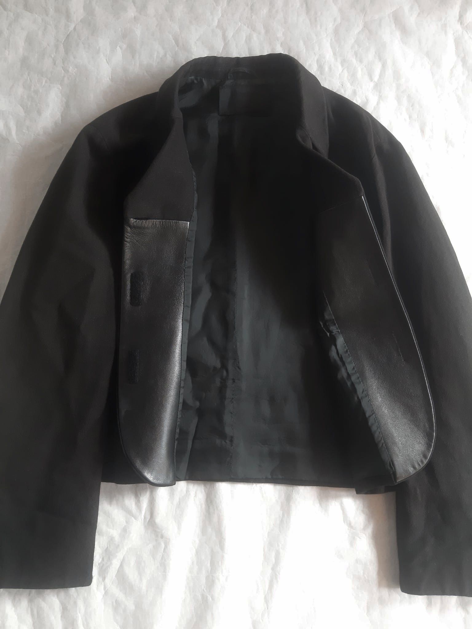 Prada Prada SS 1998 Leather Details Linen Cropped Jacket Size 40R - 4 Thumbnail