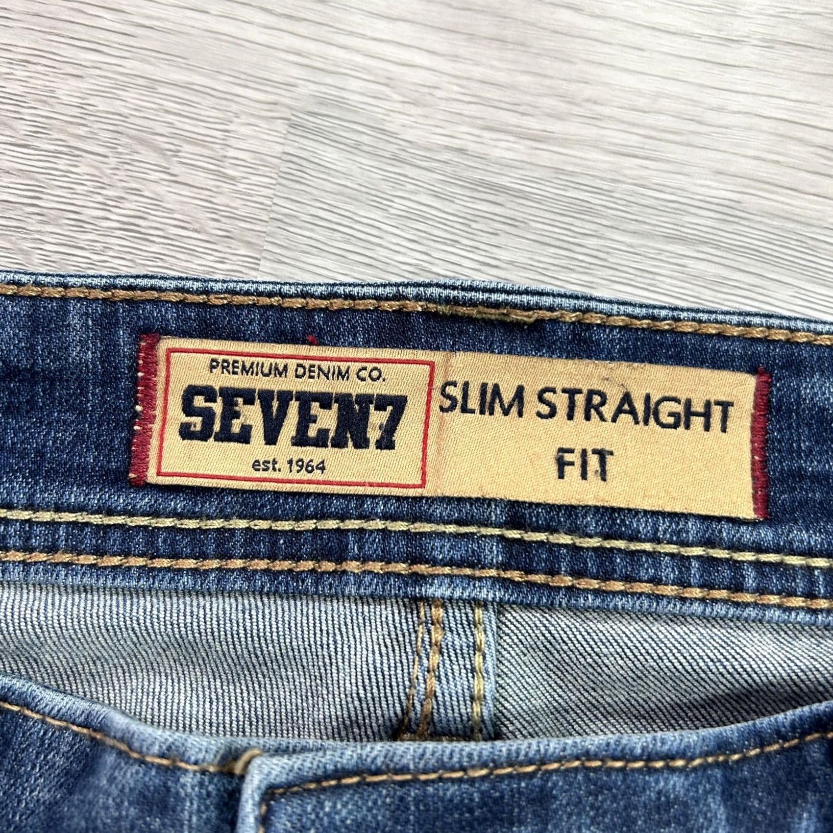 Vintage Seven7 Pants Mens 36 Blue Slim Straight Jeans 36x28 Wash Stretch Denim Size US 36 / EU 52 - 5 Thumbnail