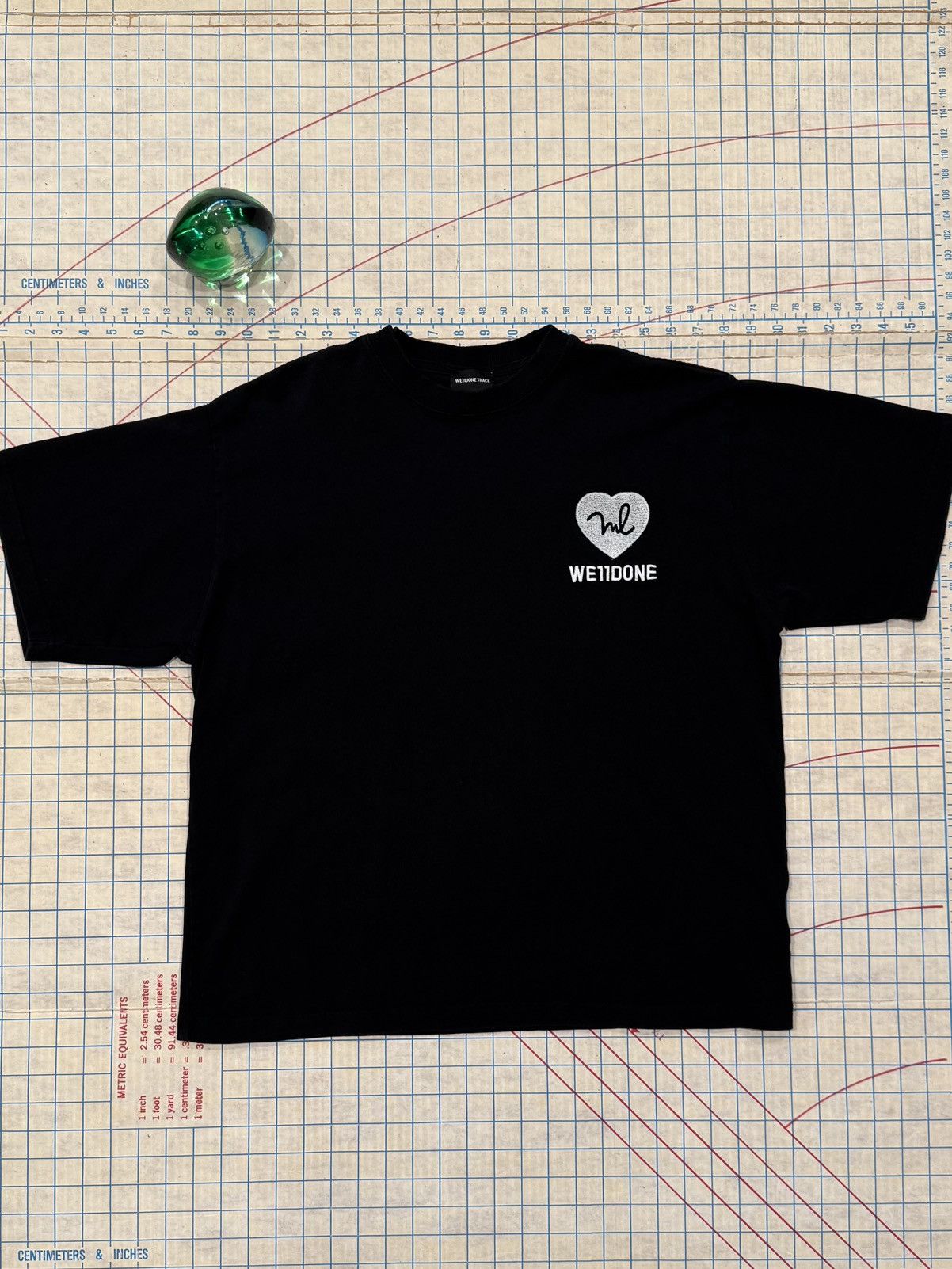 WE11DONE We11done Track Tee Black Heart Logo Fits Mens Large Black Size US L / EU 52-54 / 3 - 1 Thumbnail