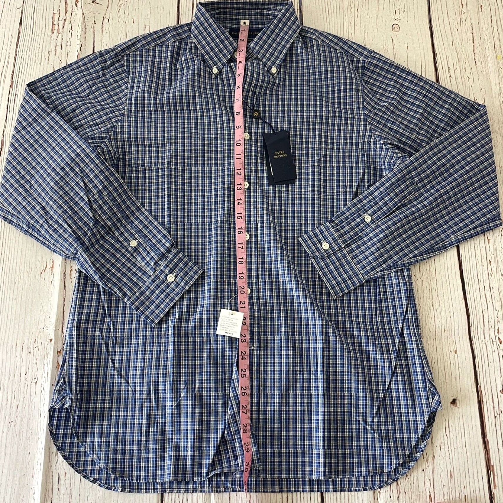 Polo Ralph Lauren Polo Ralph Lauren Shirt Button-Up Long Sleeve Medium Blue Plaid Stretch Mens Size US M / EU 48-50 / 2 - 5 Thumbnail