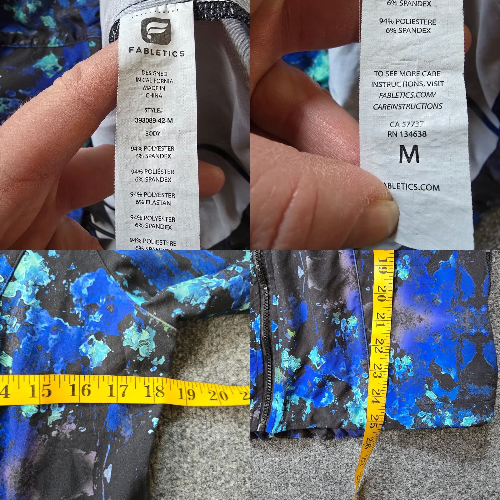 Fabletics Fabletics Jacket Women M Blue Windbreaker Watercolor Full Zip Athletic Size M / US 6-8 / IT 42-44 - 8 Thumbnail
