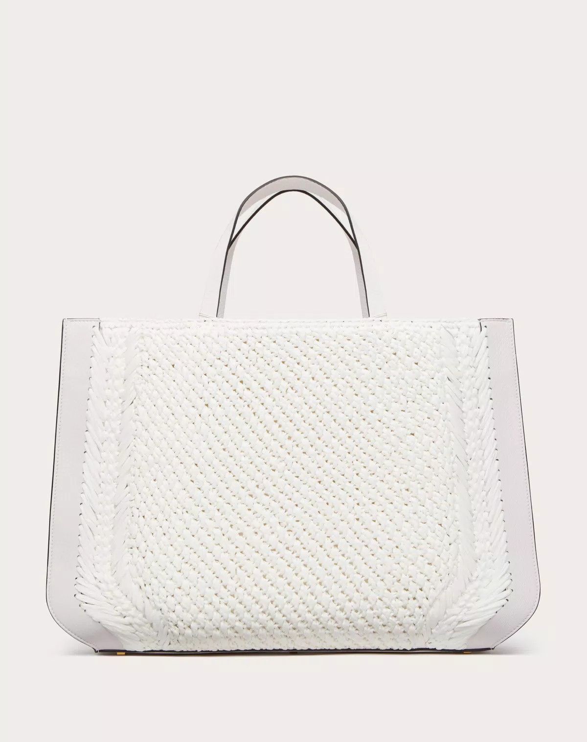 Valentino o1s1wg111125 Size: OS / Vlogo Signature Raffia Handbag White Size ONE SIZE - 3 Thumbnail