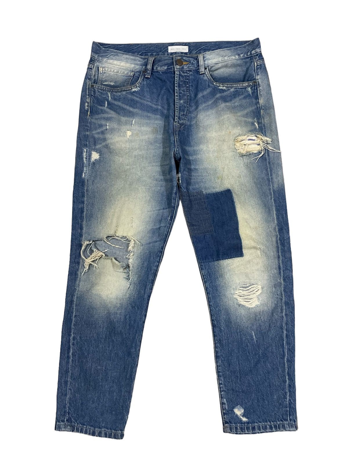Kapital Vintage Japanese Brand Crazy Denim Wash Boro Tapered Jeans Size US 36 / EU 52 - 7 Thumbnail