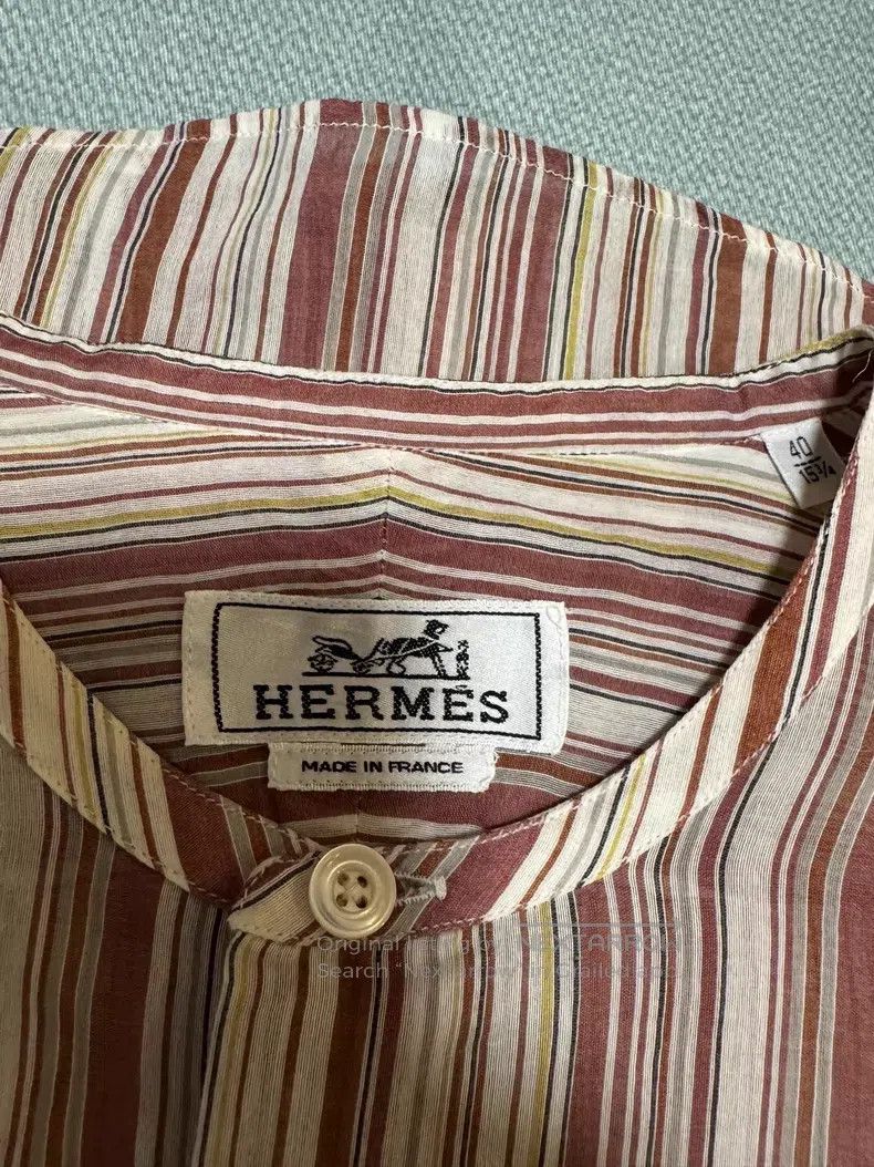 Hermes Hermes Silk shirt, Henry collar, 20% silk + 80% cotton Size US XXS / EU 40 - 3 Thumbnail