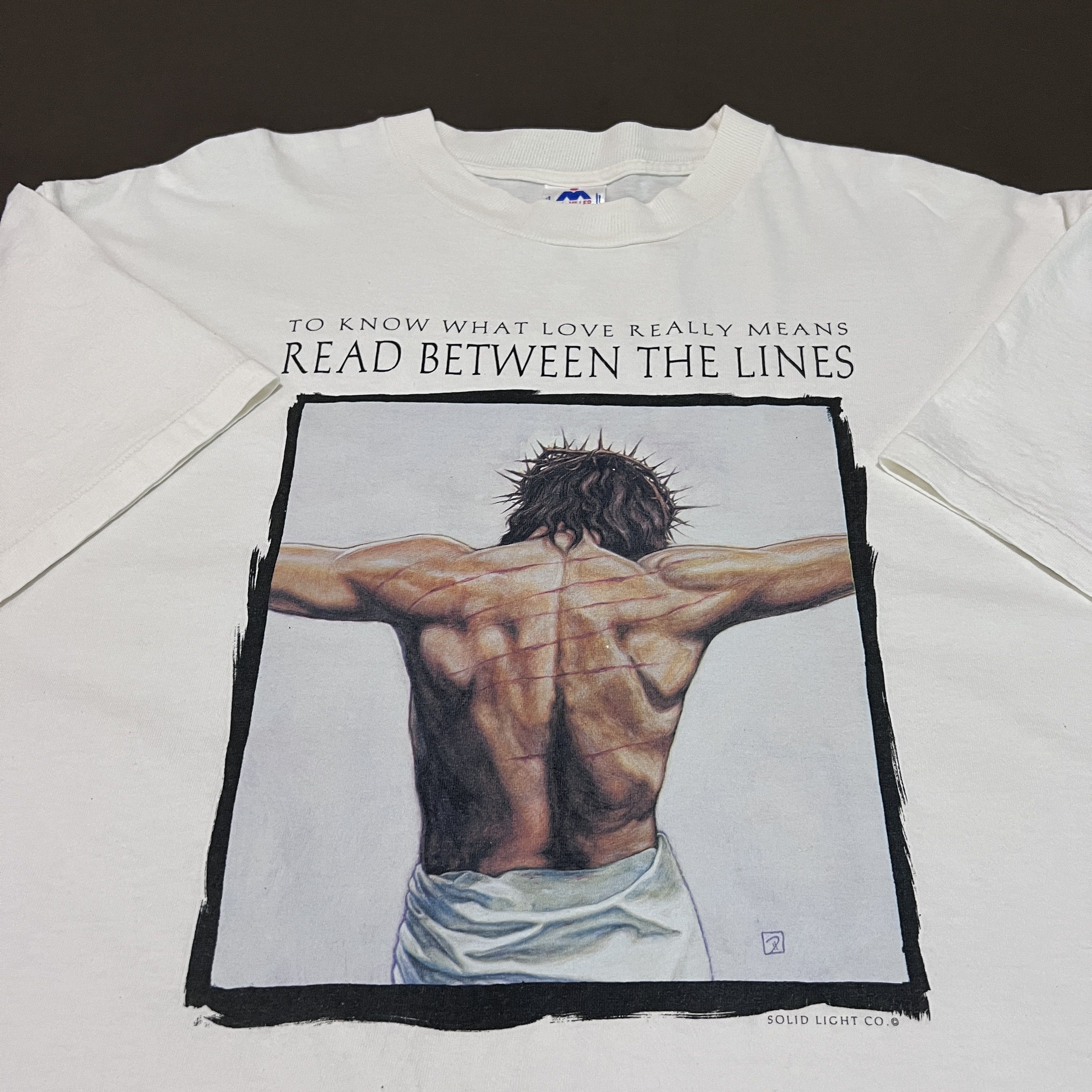 Vintage Vintage 90s Read Between The Lines Jesus God Lord Bible Holy Size US XL / EU 56 / 4 - 1 Thumbnail