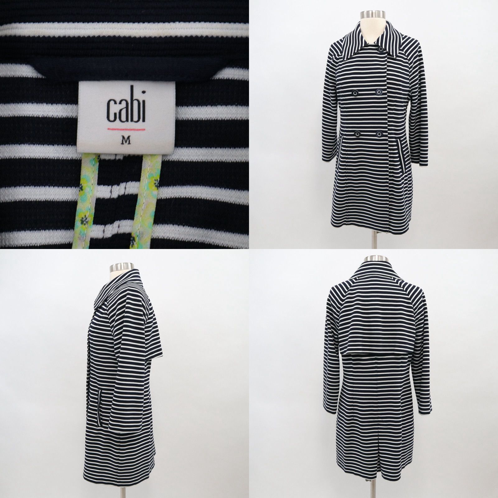 CAbi Navy store Striped Maritime Trench Coat M