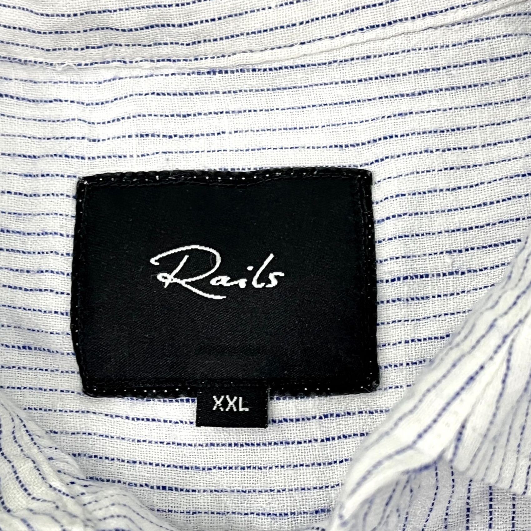 Rails Rails Shirt Mens XL / 2XL Connor White Royal Stripe Linen Blend Button Up Preppy Size US XXL / EU 58 / 5 - 3 Thumbnail