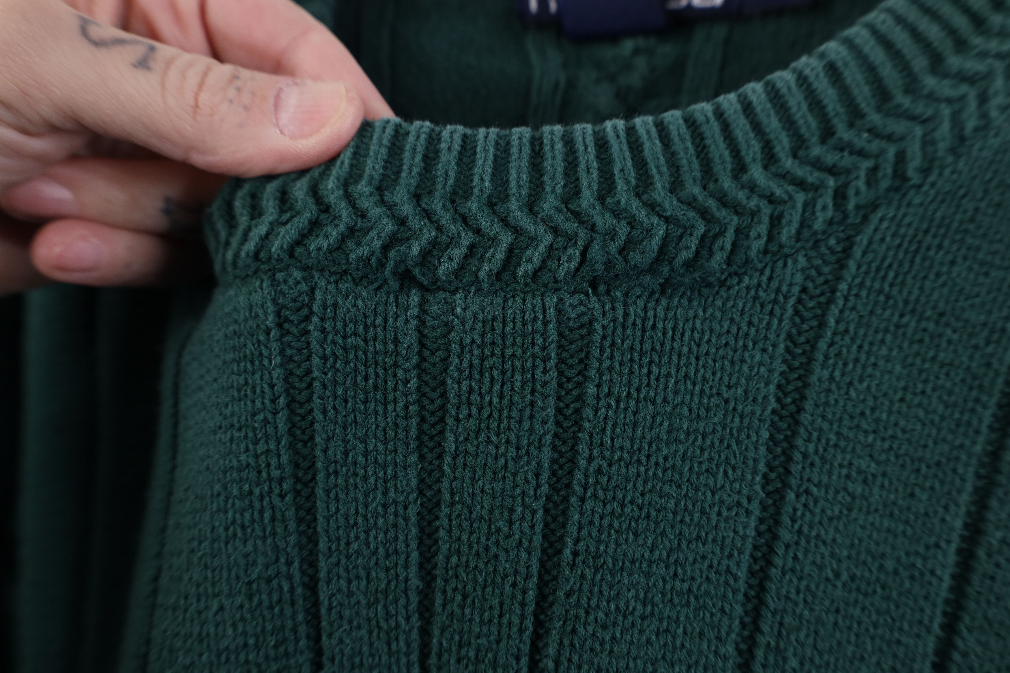 Nautica Vintage 90s Nautica Cotton Cable Ribbed Knit Sweater Green Size US L / EU 52-54 / 3 - 5 Thumbnail