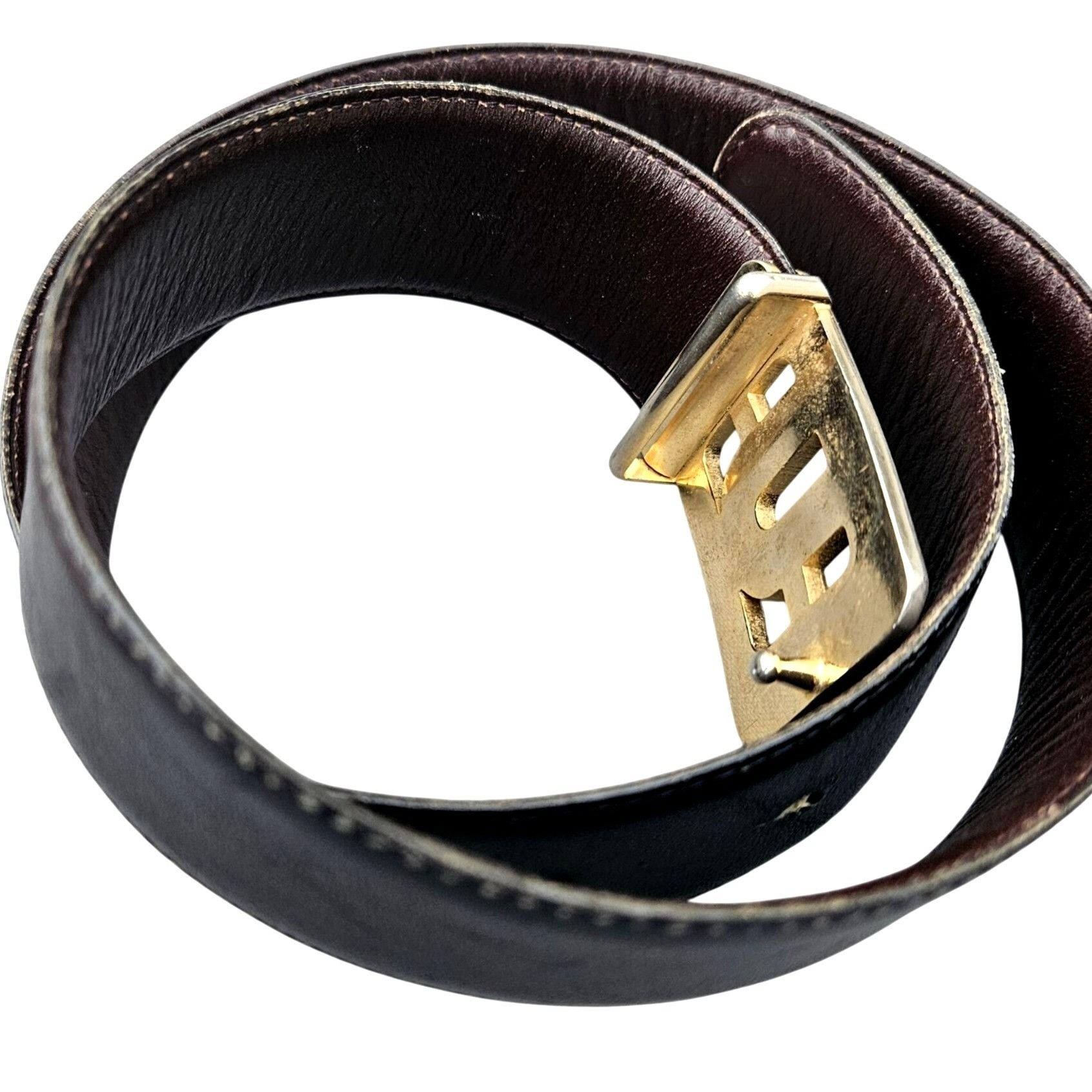 Emanuel Ungaro Vintage Emanuel Ungaro Belt 1970s Leather Black Gold Womens Size ONE SIZE - 4 Thumbnail