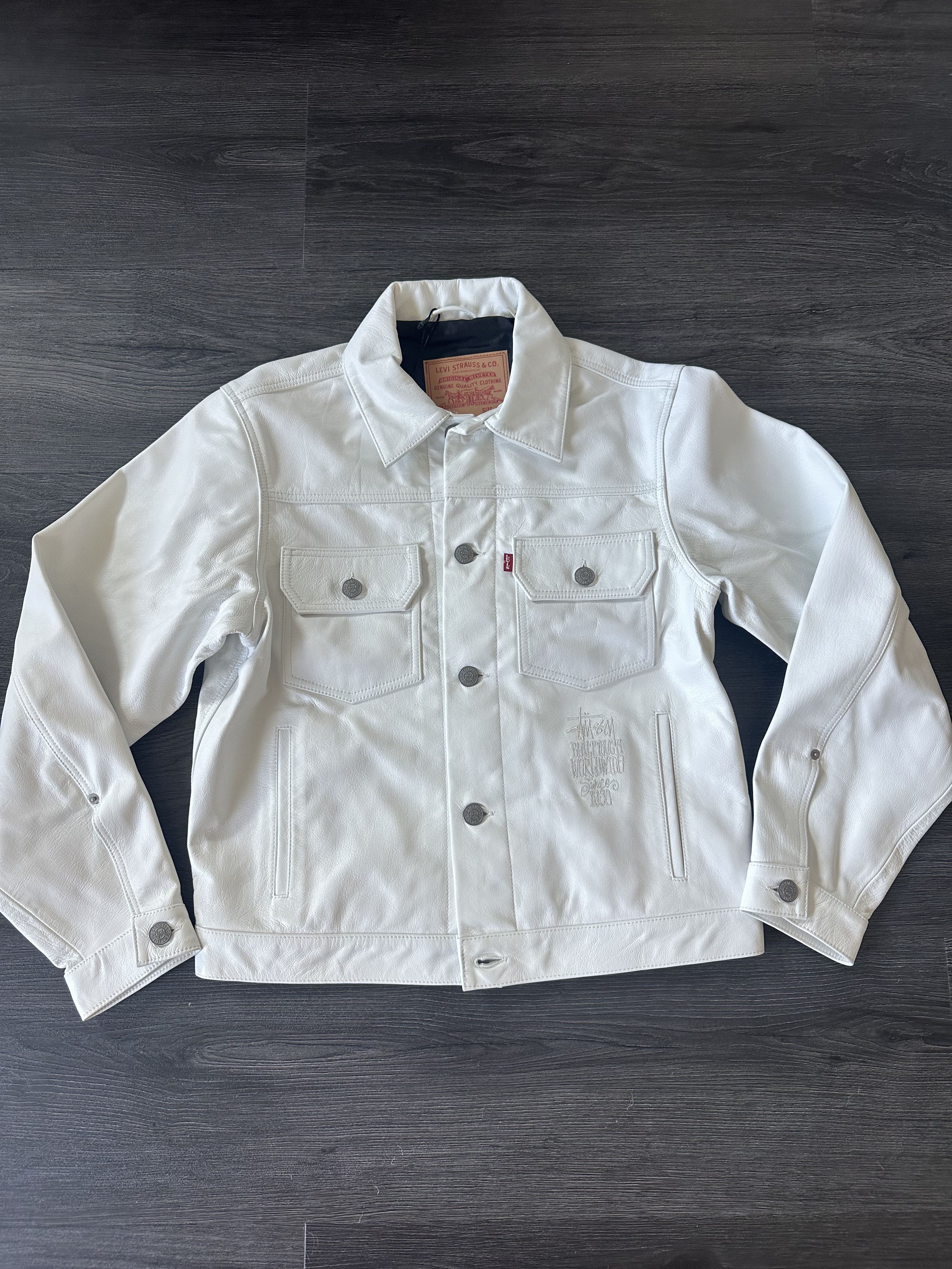 Levi's × Stussy Levi's x Stussy Leather Trucker Jacket | Grailed