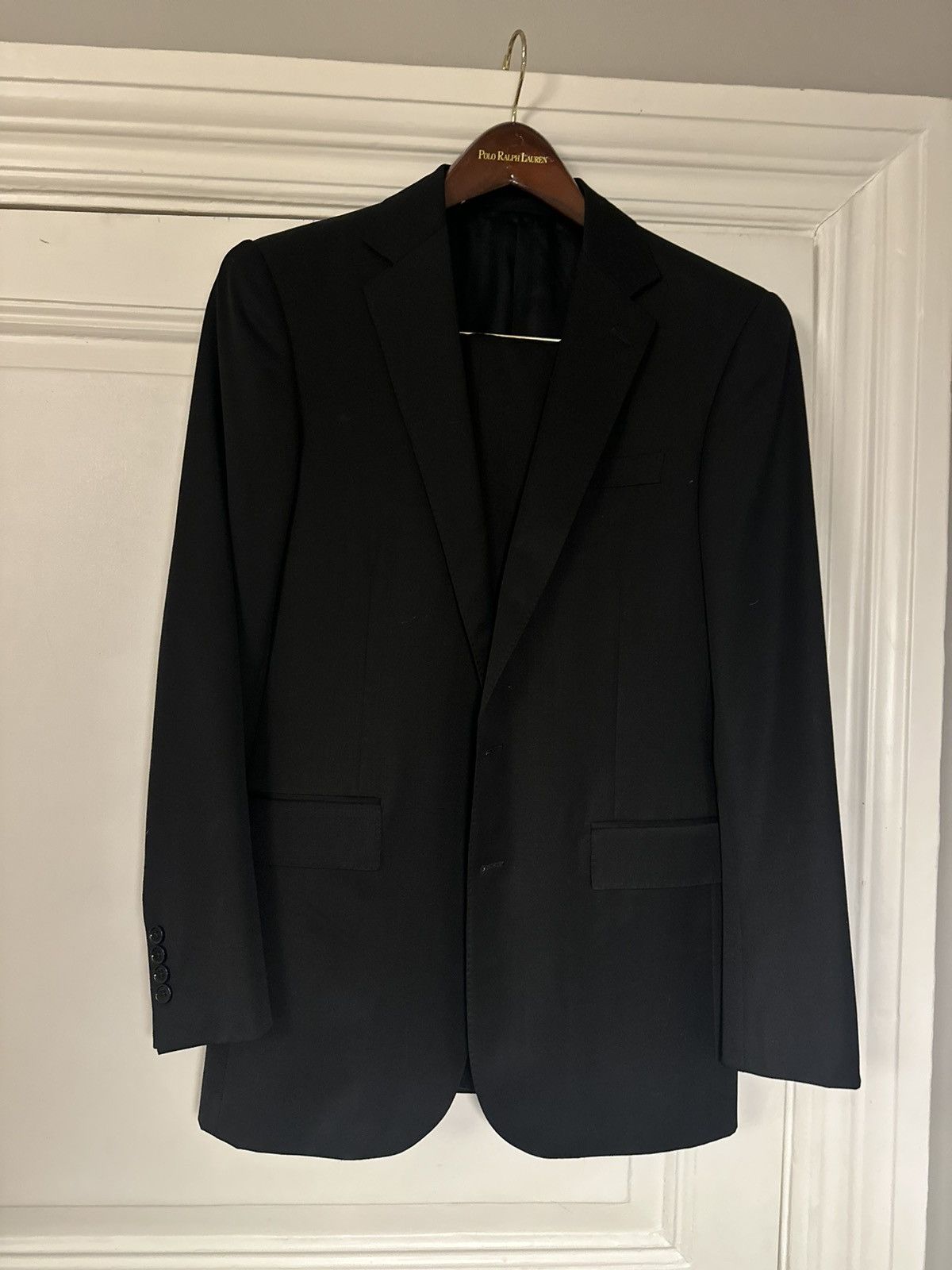 Ralph Lauren 100% Wool Black Suit Blazer 38R tailored fit
