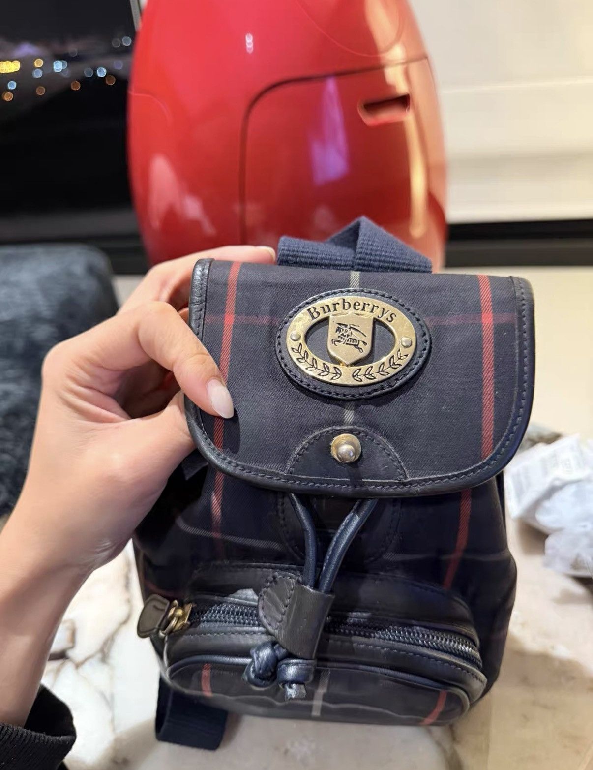 Burberry Burberry Mini Check Backpack with Golden Horse Logo J36 Size ONE SIZE - 7 Thumbnail