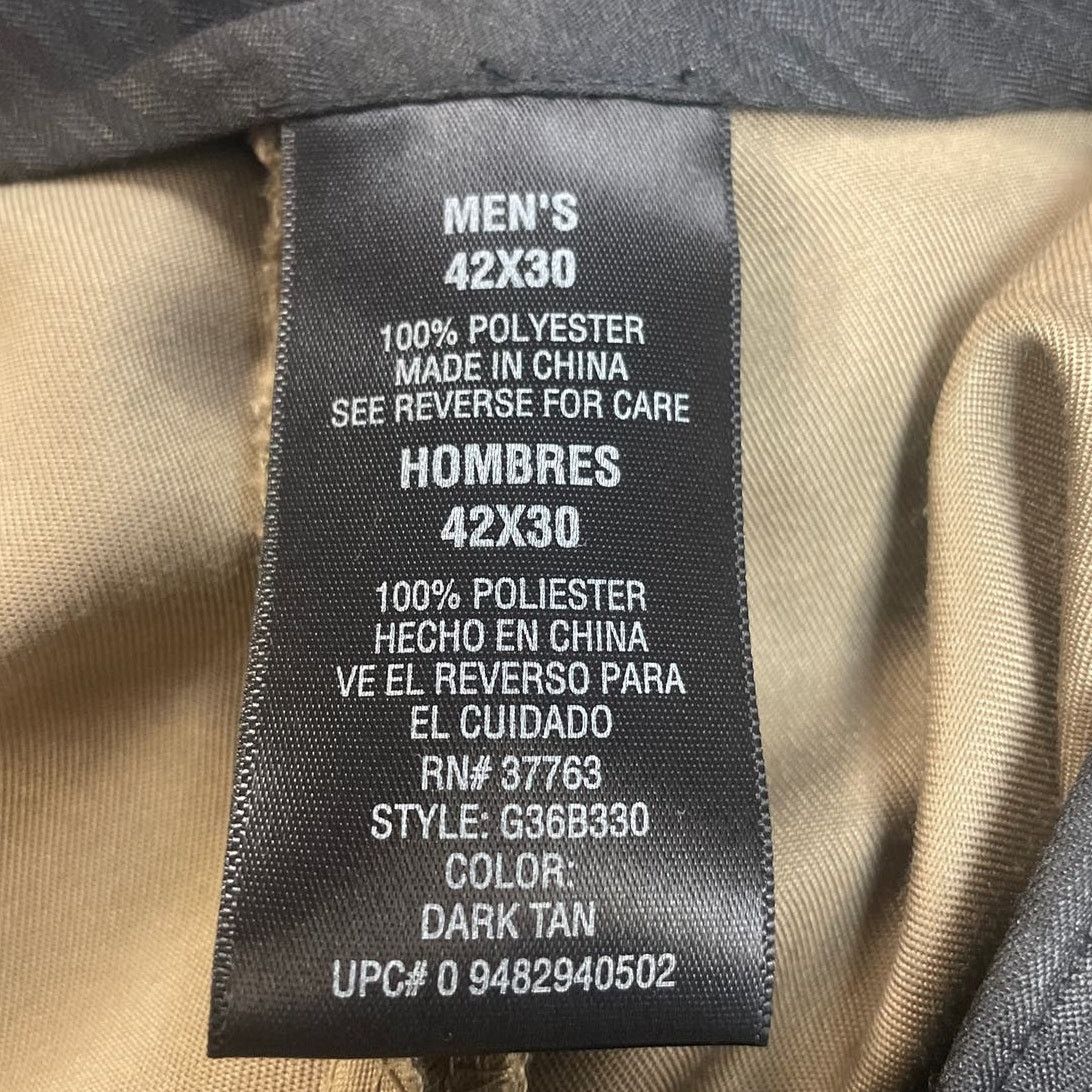 George George Mens 44 X 30 Khaki Polyester Flat Front Chino Pants Size US 44 / EU 60 - 4 Thumbnail