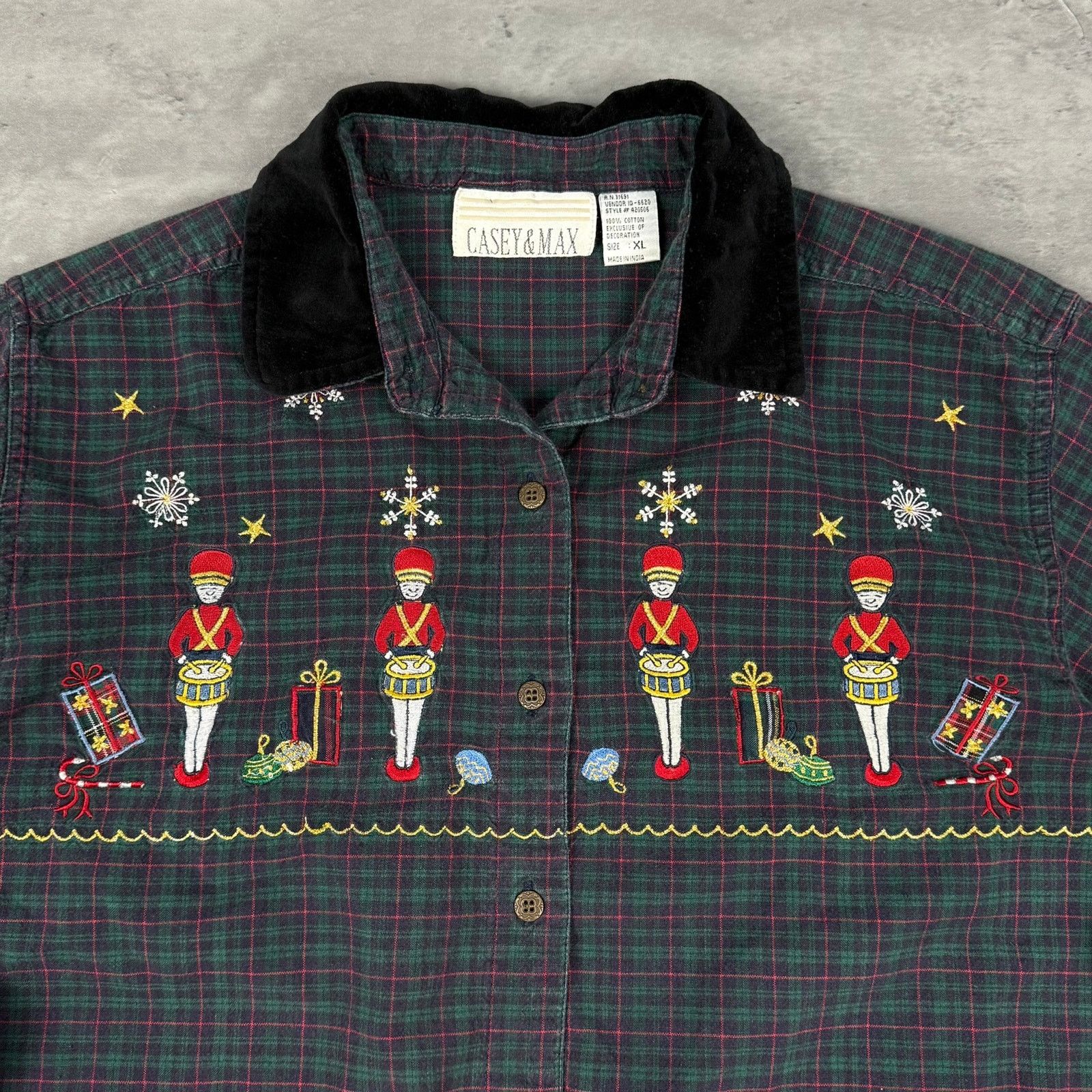 Vintage Vintage Christmas Nutcrackers Casey & Max Flannel Shirt Size XL / US 12-14 / IT 48-50 - 2 Thumbnail