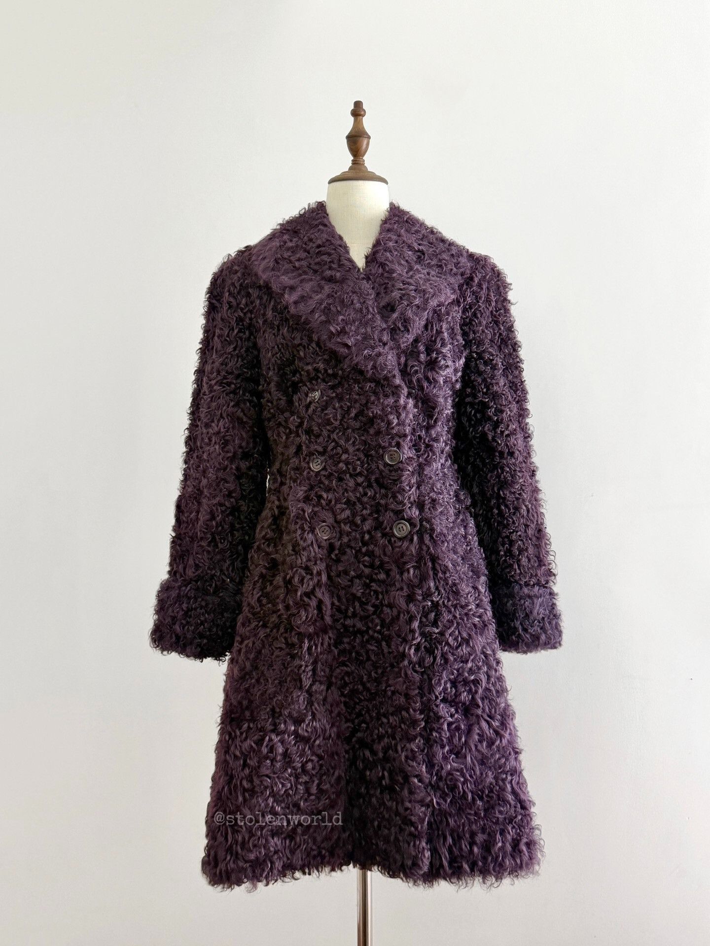 dark purple floral fur coat