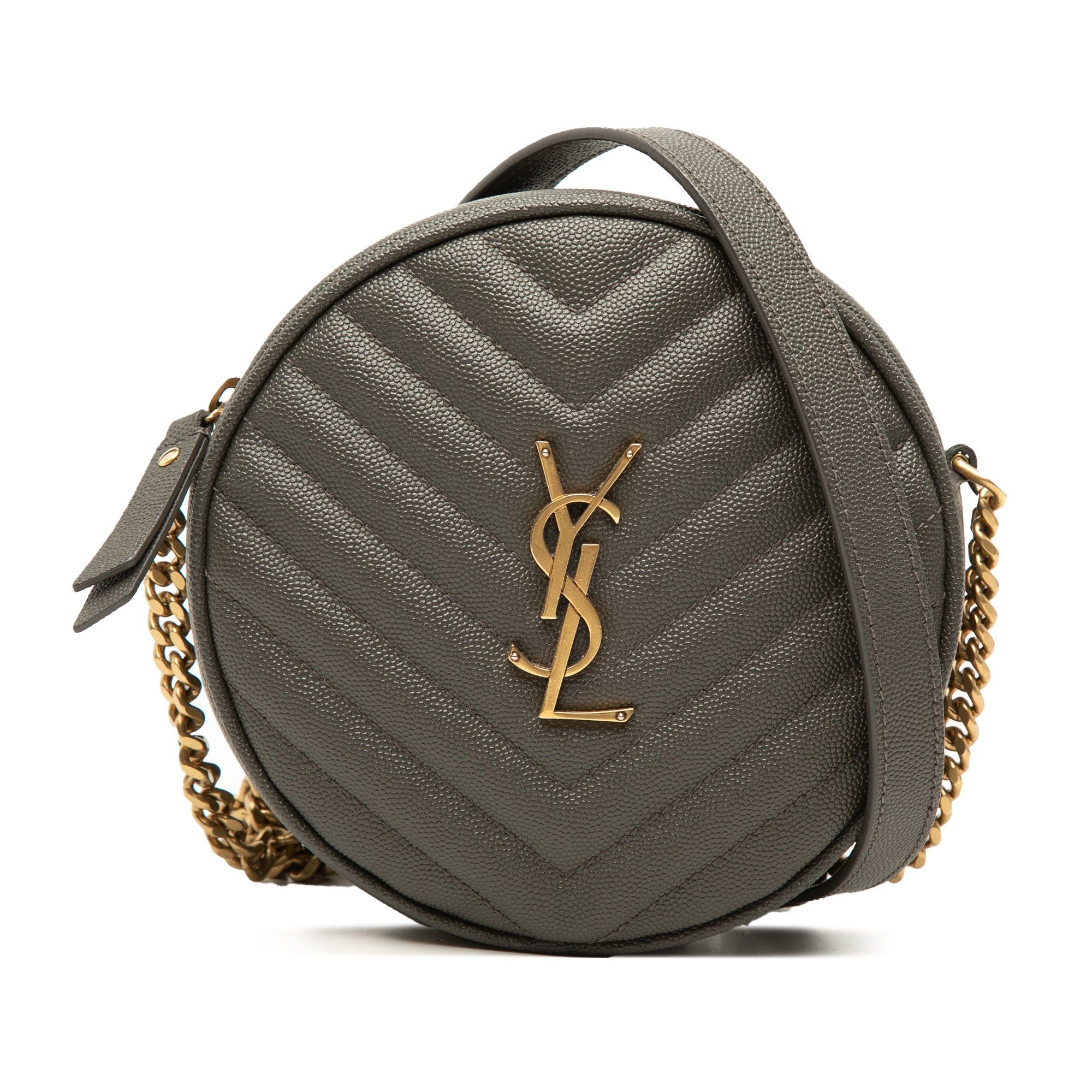 Saint Laurent Paris Chevron Grain De Poudre Round Vinyle Camera Bag Size ONE SIZE - 1 Thumbnail