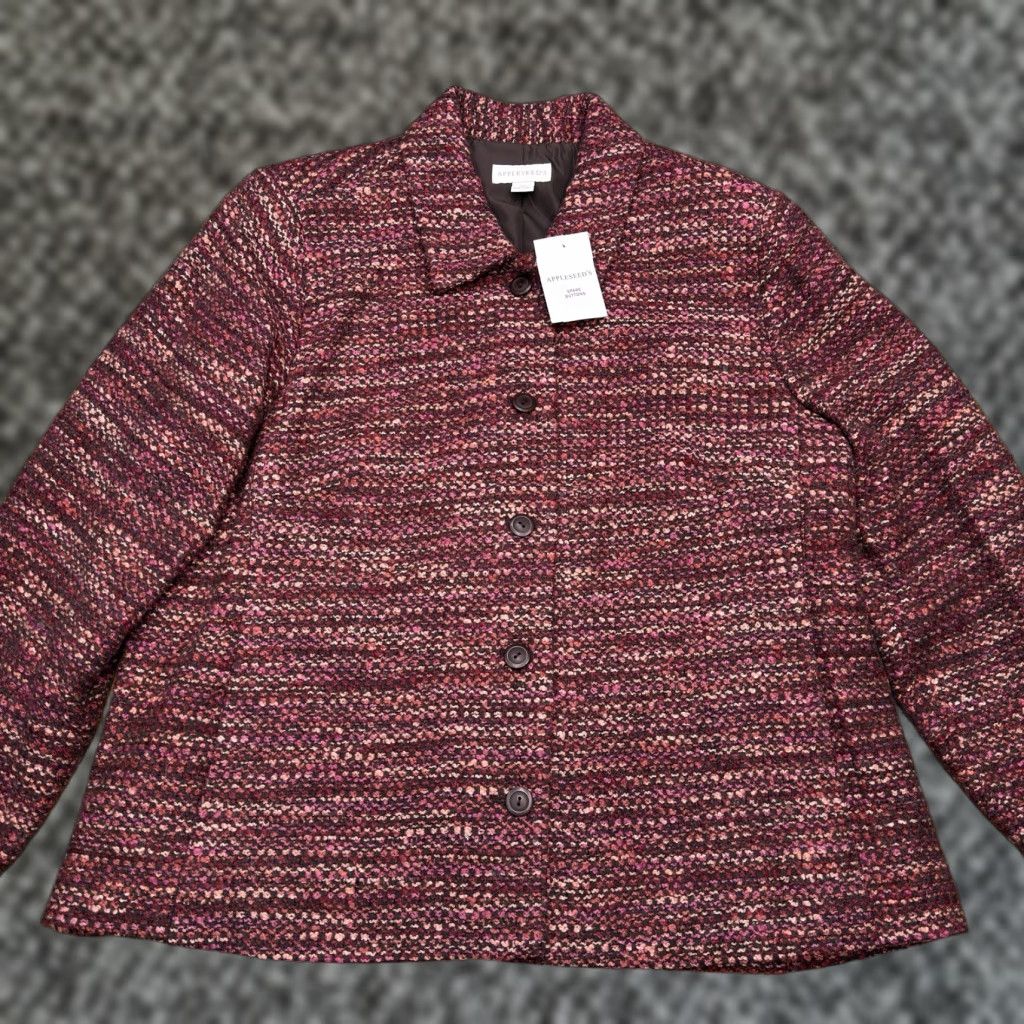 Vintage Appleseeds Tweed Blazer 20 Red Wool Blend Lined New Size 3XL / US 20-22 - 1 Thumbnail