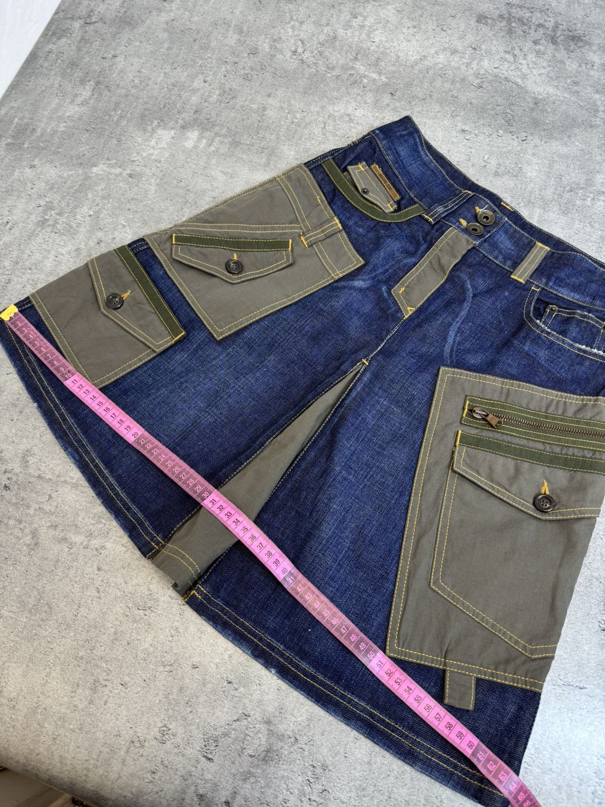 Moschino Moschino Jeans Cargo Utility Skirt Military Patchwork Denim Size 28" / US 6 / IT 42 - 13 Thumbnail