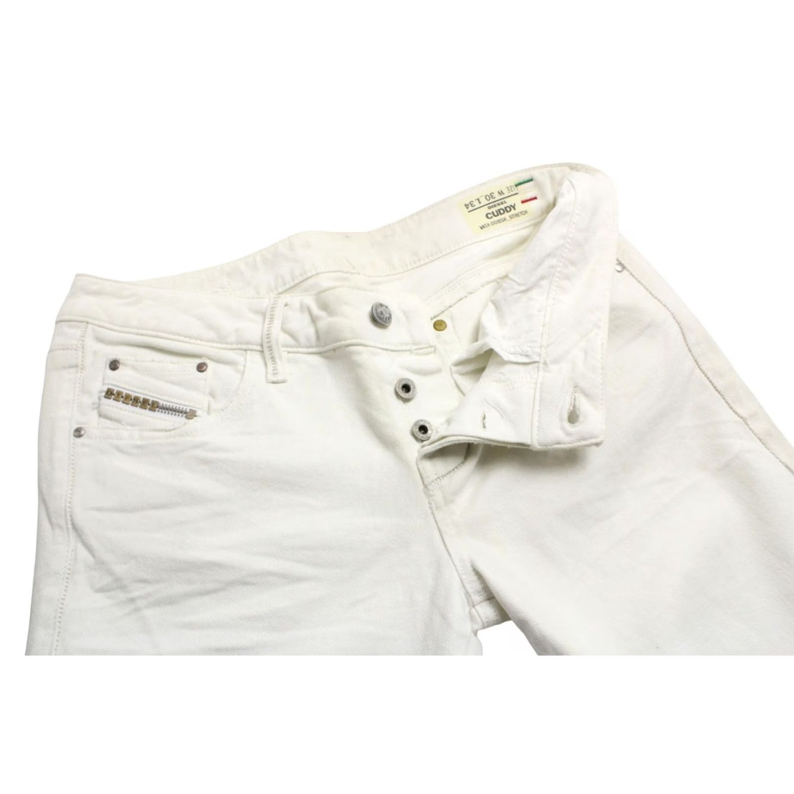 Diesel DIESEL Cuddy 008SK_Stretch Jeans Women's W30/L34 Distressed Button Fly White Jeans Size 30" / US 8 / IT 44 - 4 Thumbnail