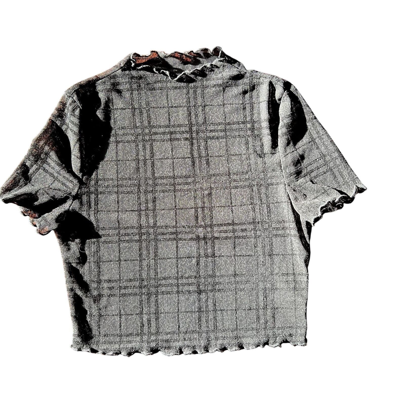 Urban Outfitters Black Mesh Plaid Crop Top Size S / US 4 / IT 40 - 1 Thumbnail