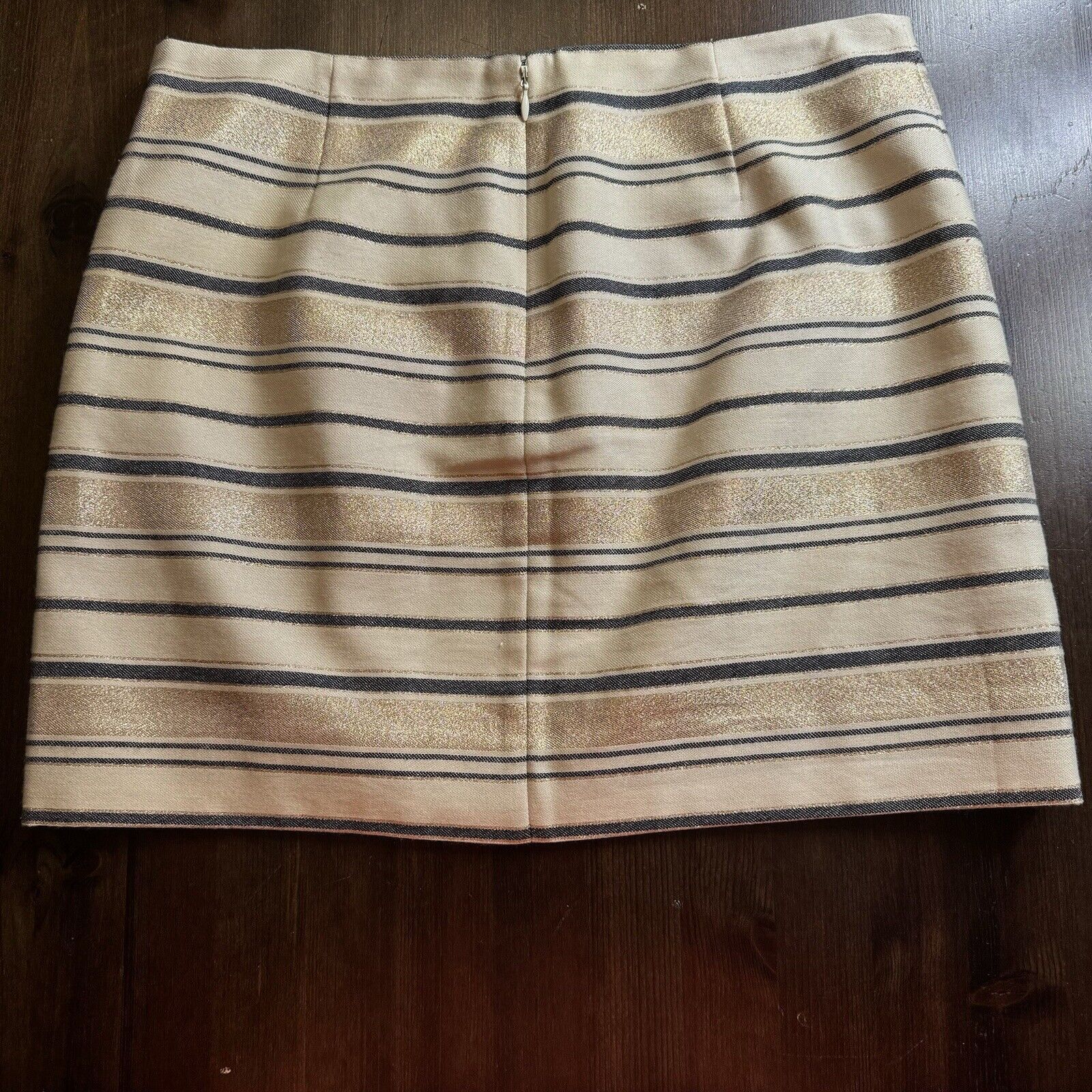 J.Crew J CREW FACTORY Sz 4 Shiny Striped Mini Skirt Lined Gold Blue Size 27" / US 4 / IT 40 - 2 Thumbnail