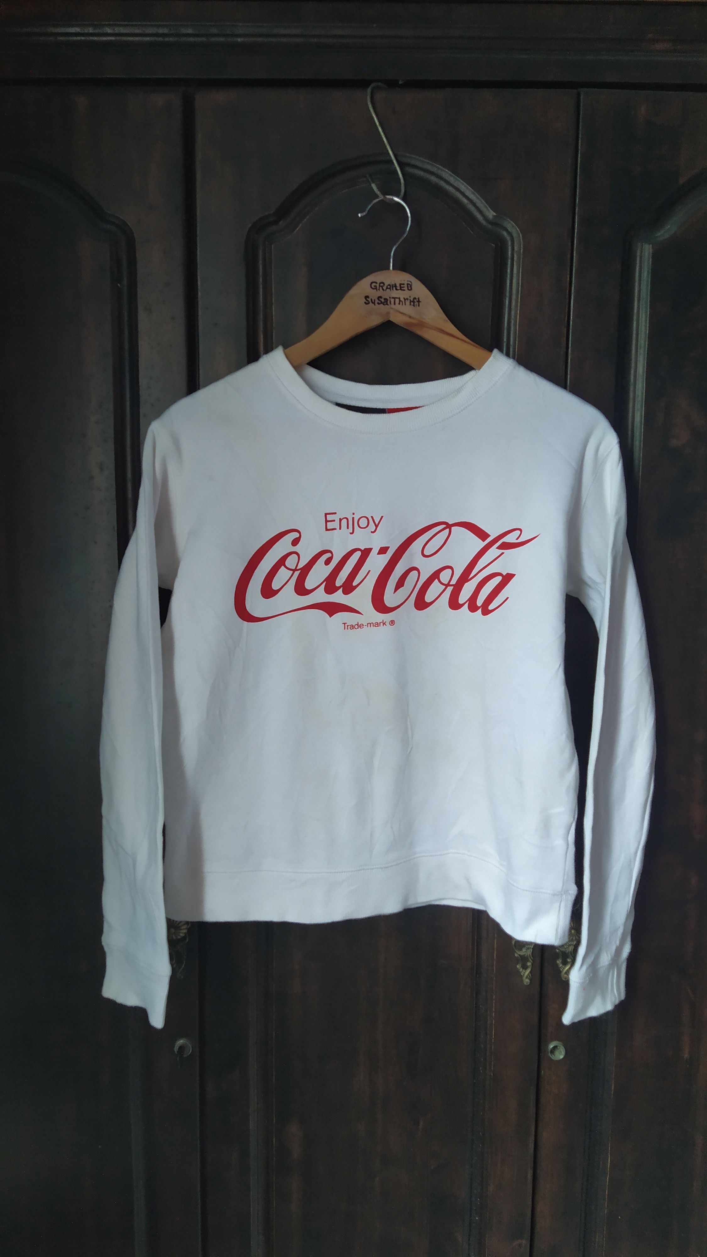 Vintage Vintage Coca-Cola Enjoy Graphic White Long Sleeve Sweatshirt Size XS / US 0-2 / IT 36-38 - 1 Thumbnail