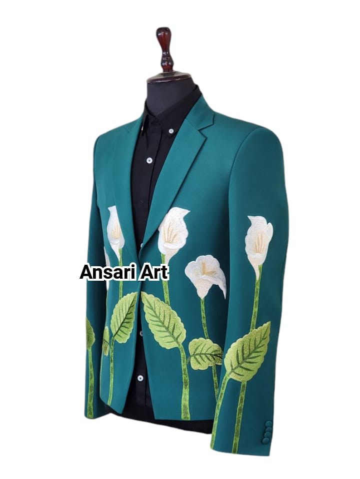 Other Men 2PC Customized floral embroidery western Nudie outfit Size 46S - 3 Thumbnail