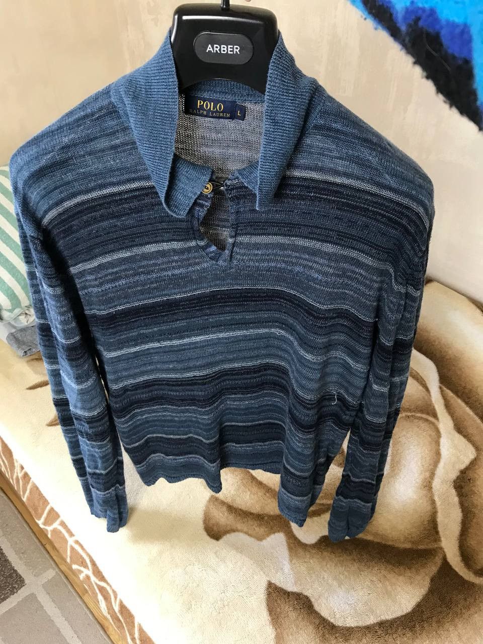 Vintage 🔥 Polo Ralph Lauren Loose Knit Linen Sweater Chief Keef Y2K Size US L / EU 52-54 / 3 - 5 Thumbnail