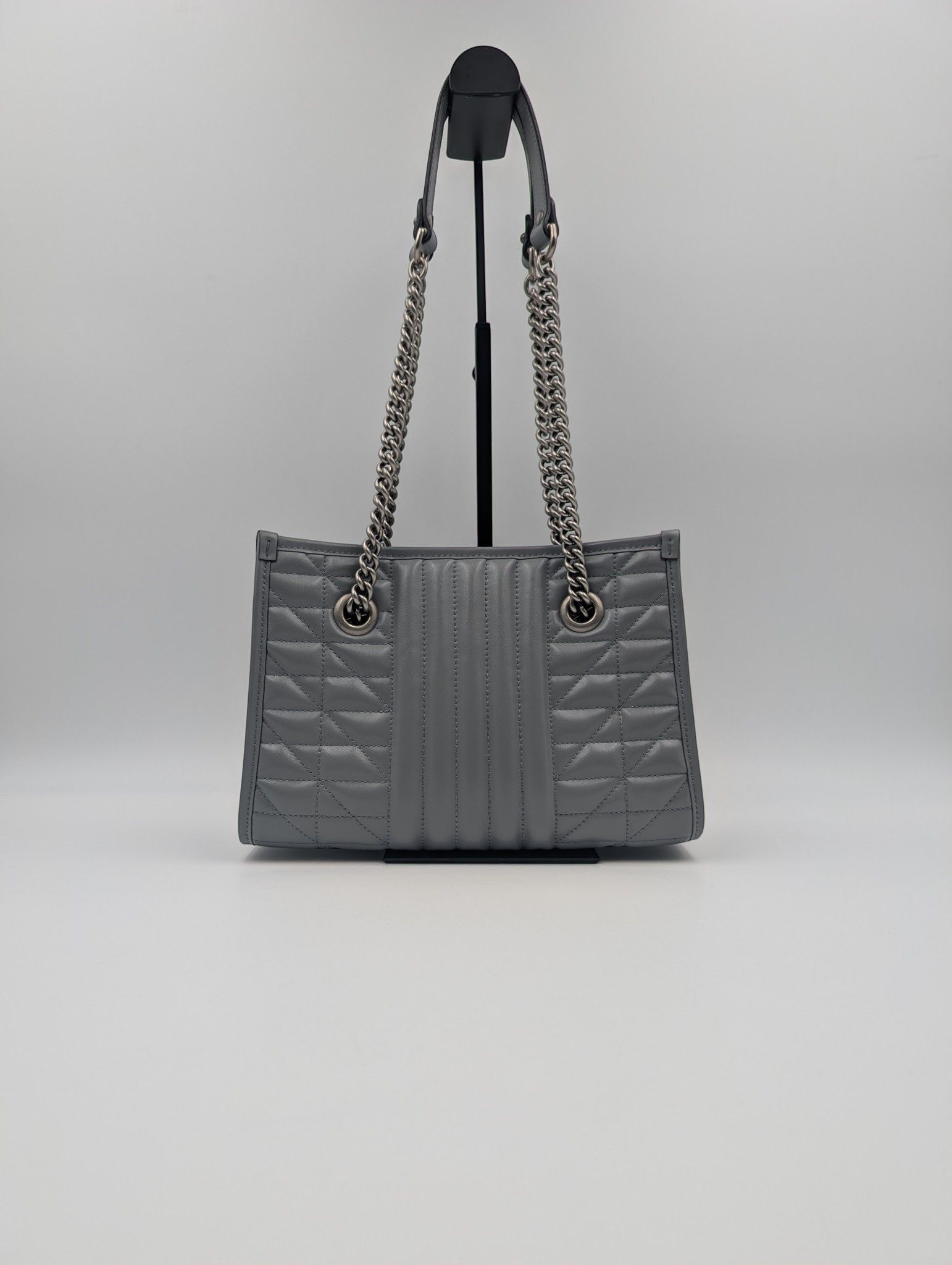 Gucci Grey GG Marmont Silver Medium Chain Shoulder Bag Size ONE SIZE - 2 Thumbnail