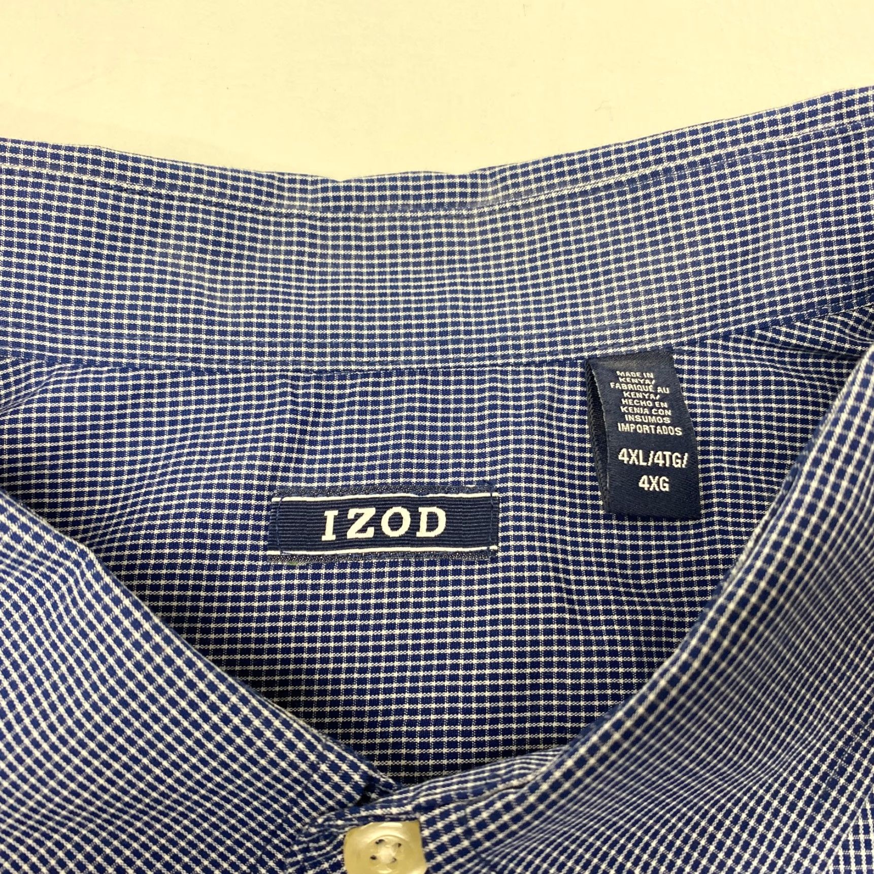 Izod IZOD Advantage Performance Shirt Mens 4XL Blue Check Shirt Wrinkle Free Stretch NWT Size US XXL / EU 58 / 5 - 6 Thumbnail