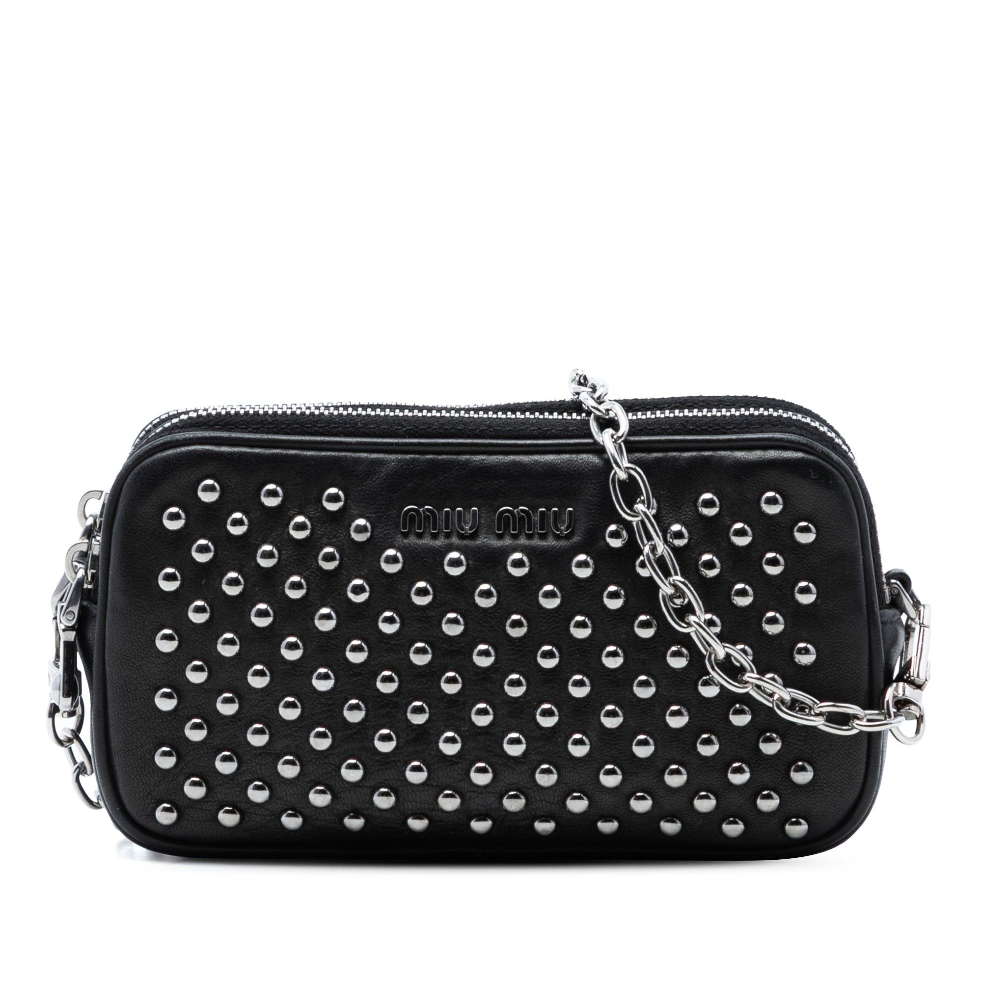 Miu Miu Studded Leather Double Zip Crossbody Size ONE SIZE - 1 Thumbnail