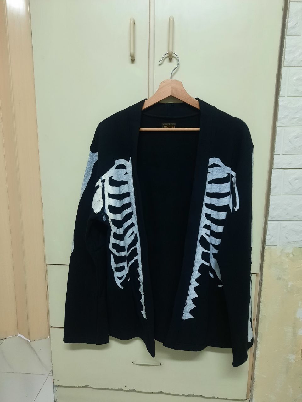 Pre-owned Kapital X Kapital Kountry Skeleton Kakashi Kimono Cardigan Shirt In Black White