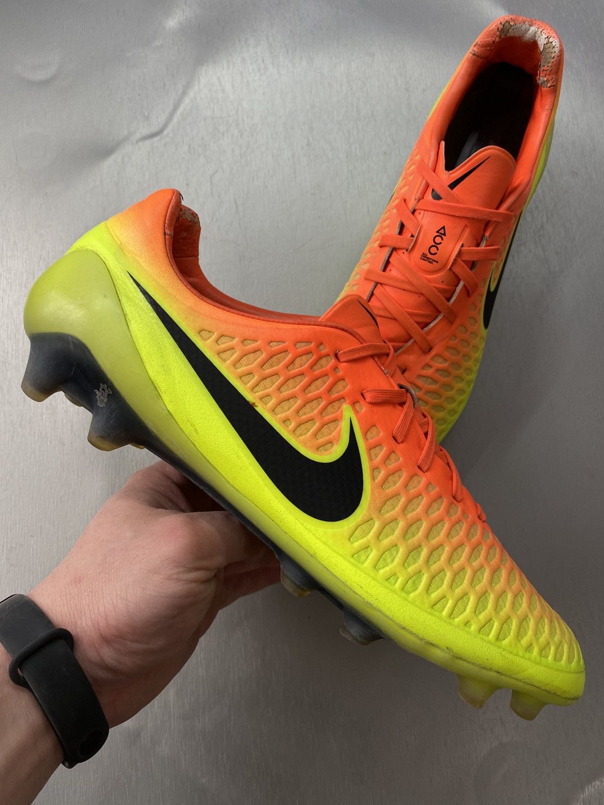Nike Nike Magista Opus FG Elite Crimson Citrus Soccer Cleats Size US 12 / EU 45 - 1 Thumbnail