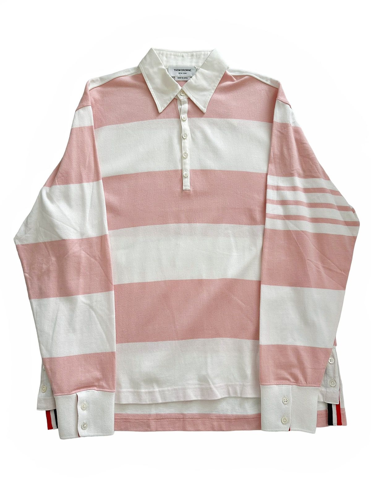 Pre-owned Thom Browne Sz2 Oversized Long Sleeve Rugby Polo Pink