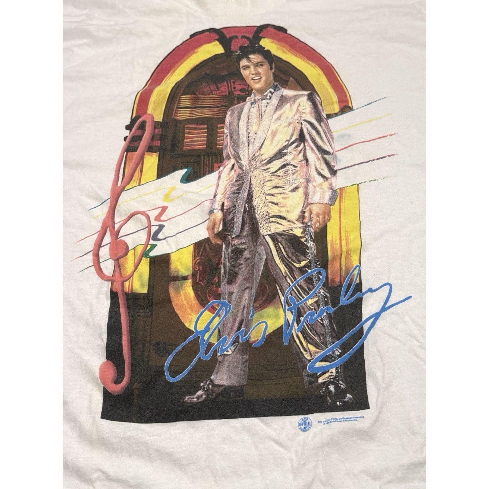 Delta VINTAGE Elvis Presley Shirt Band Tee XL White Cotton 1996 Graphic Tee Mens Size US XL / EU 56 / 4 - 2 Thumbnail